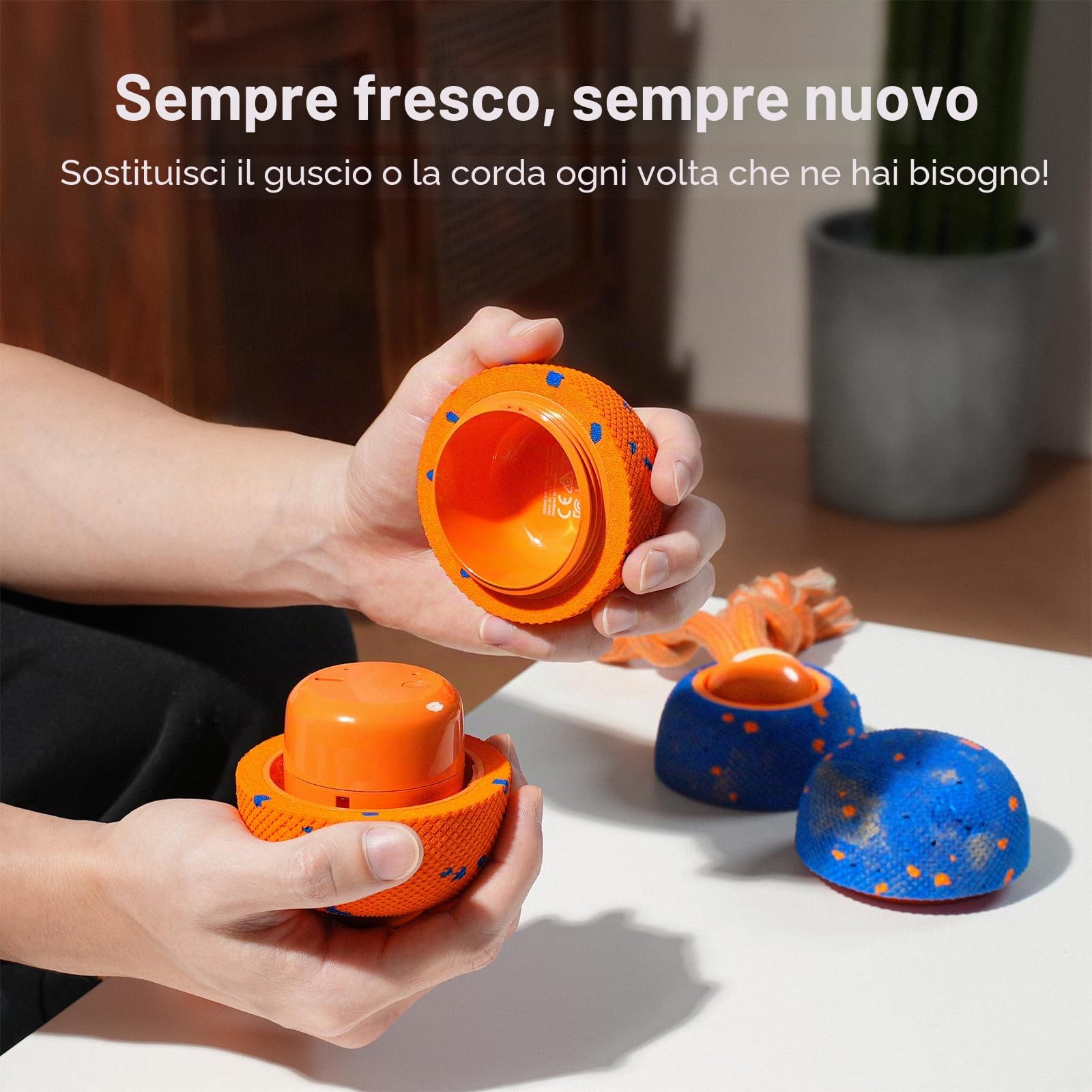 Cheerble Palla Interattiva per Cani - Wicked Ball Rolly con Coda & Abbai, Palla Automobile Rotolante 3 Modalità, E-TPU, Ricaricabile USB-C, per Cani di Taglia Media-Grande, Blu