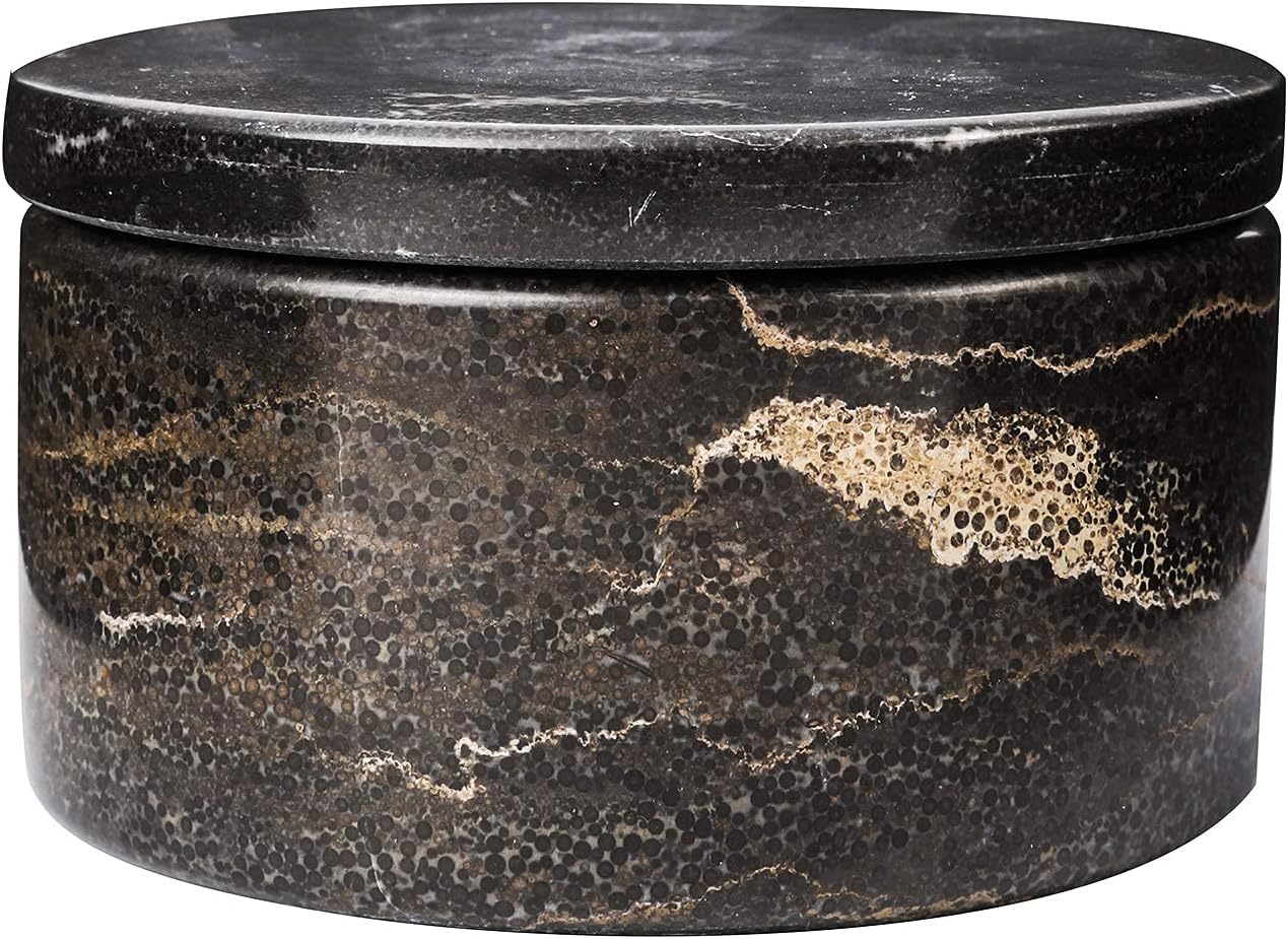 Marble Salt Box Salt Cellar with Lid 4 FL OZ Salt Holder Storage Container for Counter Salt Holder