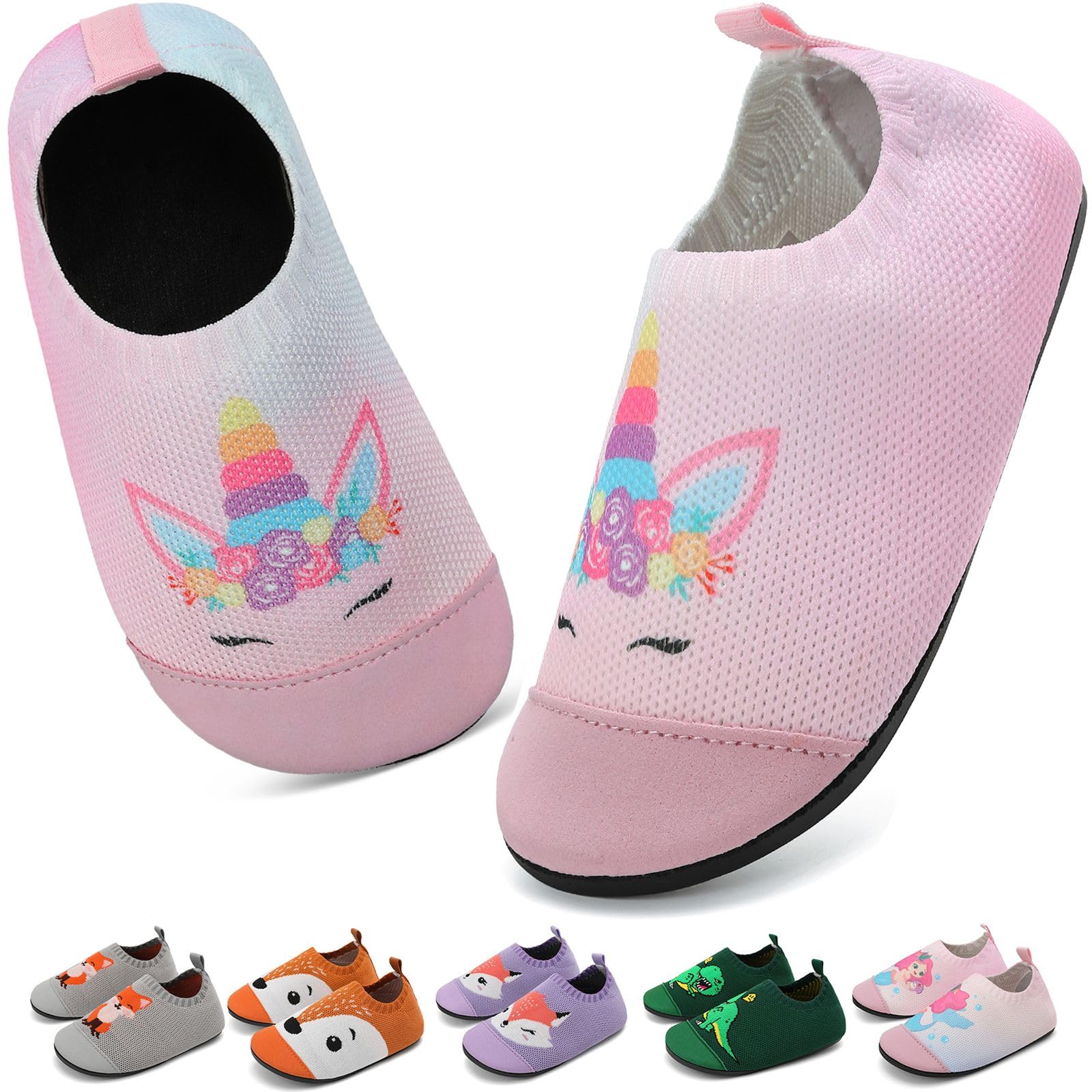 BARFULKER Hausschuhe Kinder Mädchen Junge Kindergarten Slippers,Gr.20-33 | Atmungsaktive Barfußschuhe,Rutschfest Pantoffeln,Flexibel Lauflernschuhe Hüttenschuhe für Kita und Zuhause