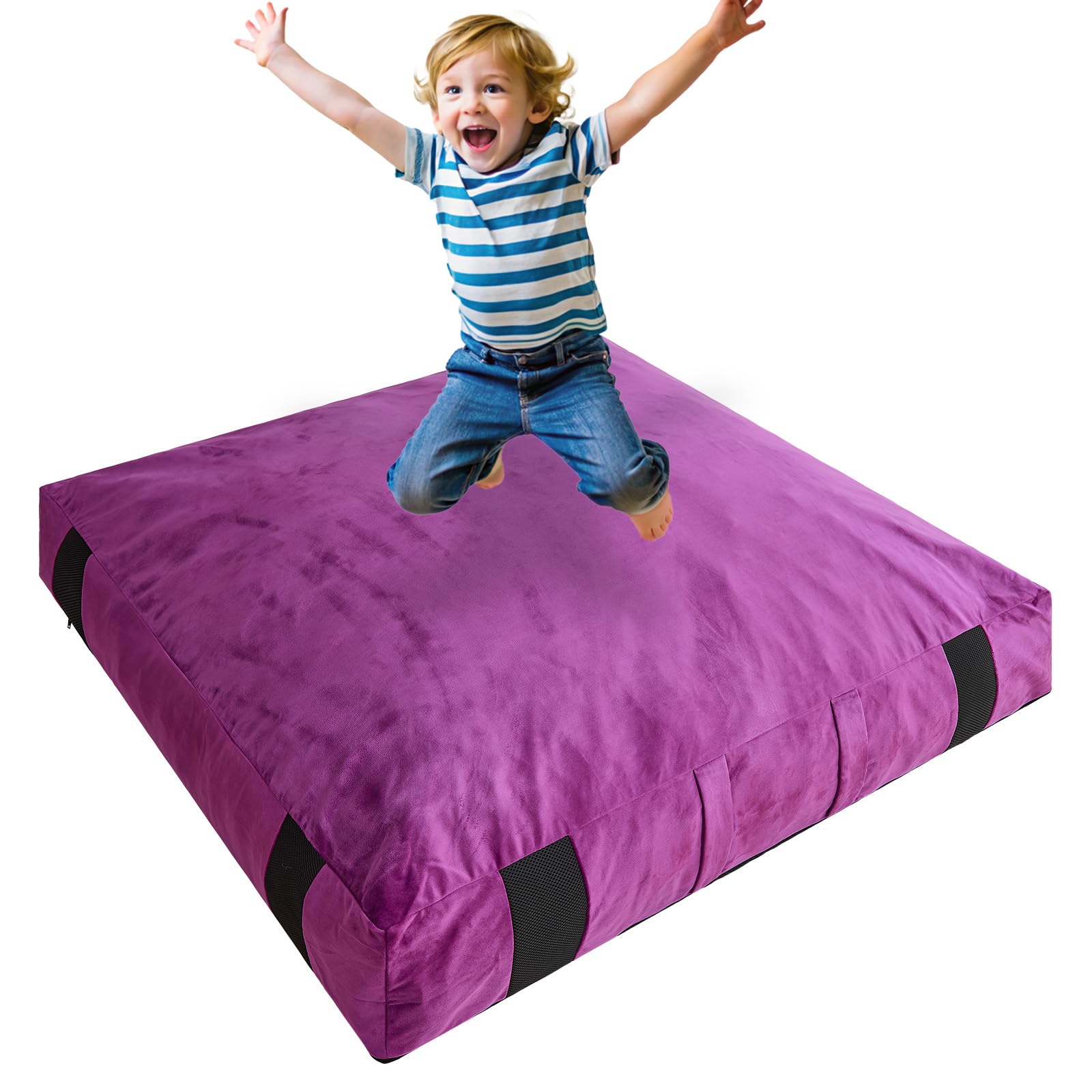 Crash Mat for Kids Sensory Room, 4 x 4 Ft / 5 x 5 Ft Anti-Slip Foam Pad