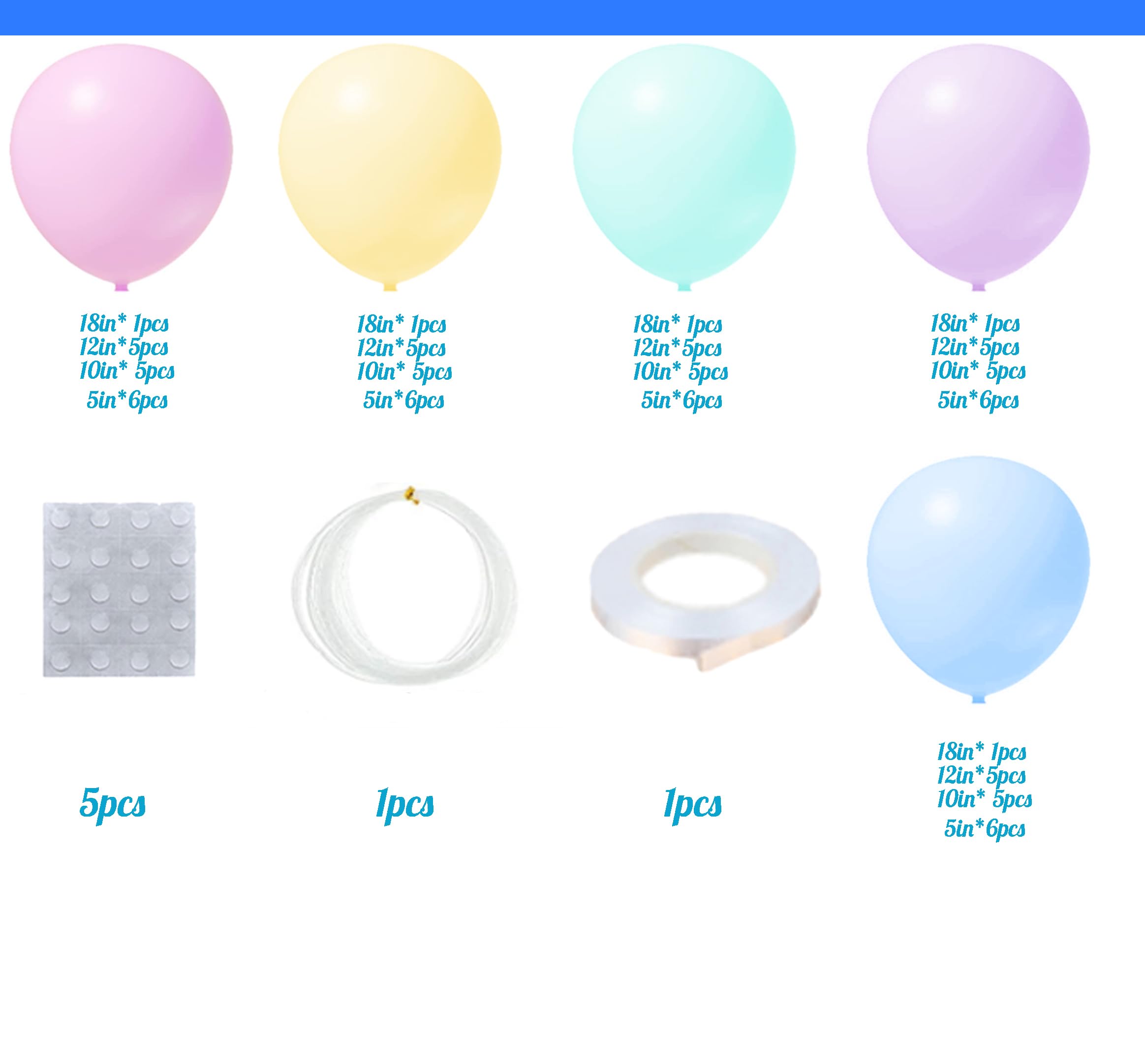 Bonropin Rainbow Pastel Balloon Arch kit with Assorted Color Balloons Garland Pastel Party Balloons Pastel Blue Pink Green Yellow Purple Balloons for Baby Shower Wedding Birthday Party Supplies