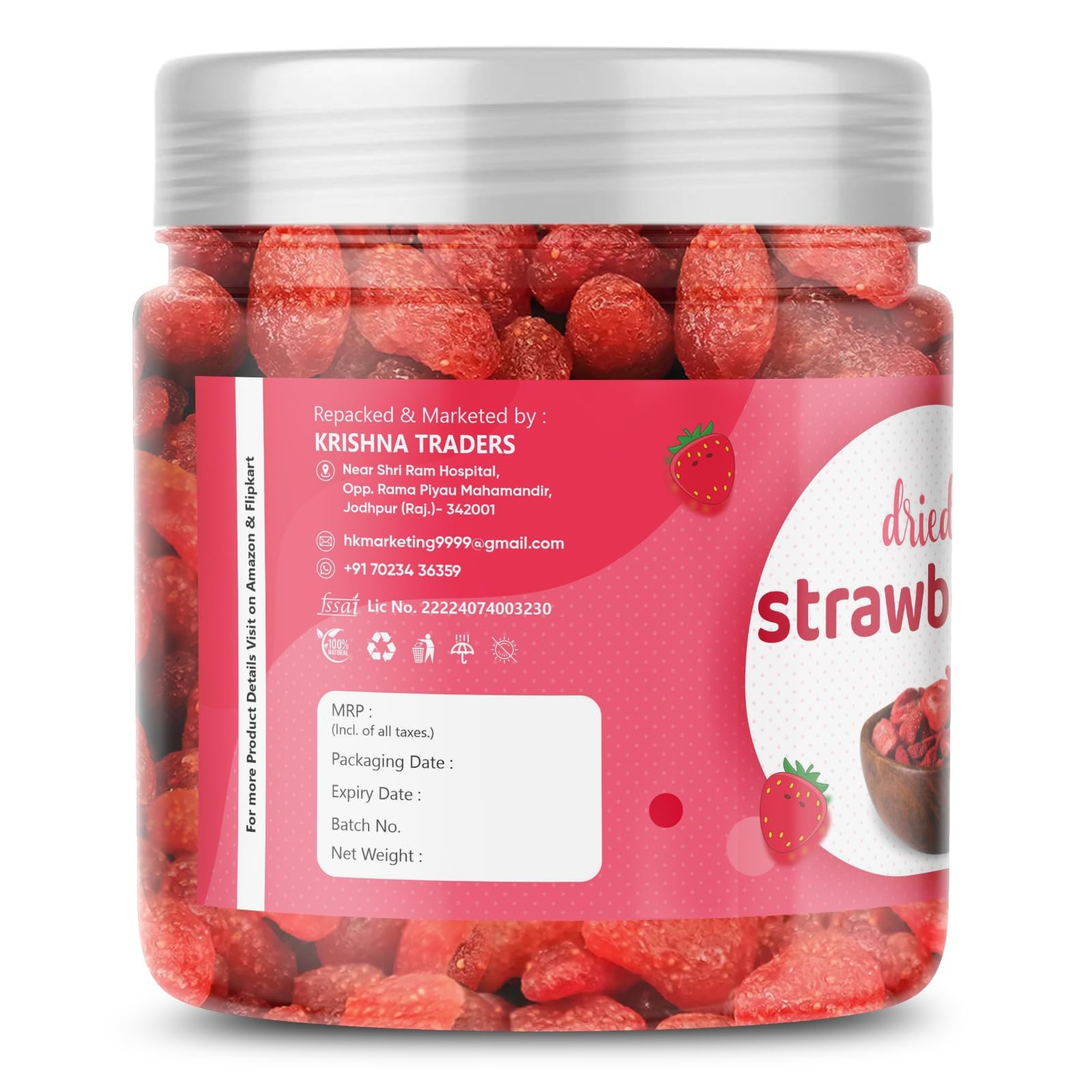 Heaven Bites Dried Strawberry 1000 GM| Wholesome and Natural Stawberries | Plant Based Protein | 100% Natural Rich in Vitamins & Minerals Dehydrated Strawberries Dry Fruit Whole & Dry Strawberry - Image 3 thumbnail