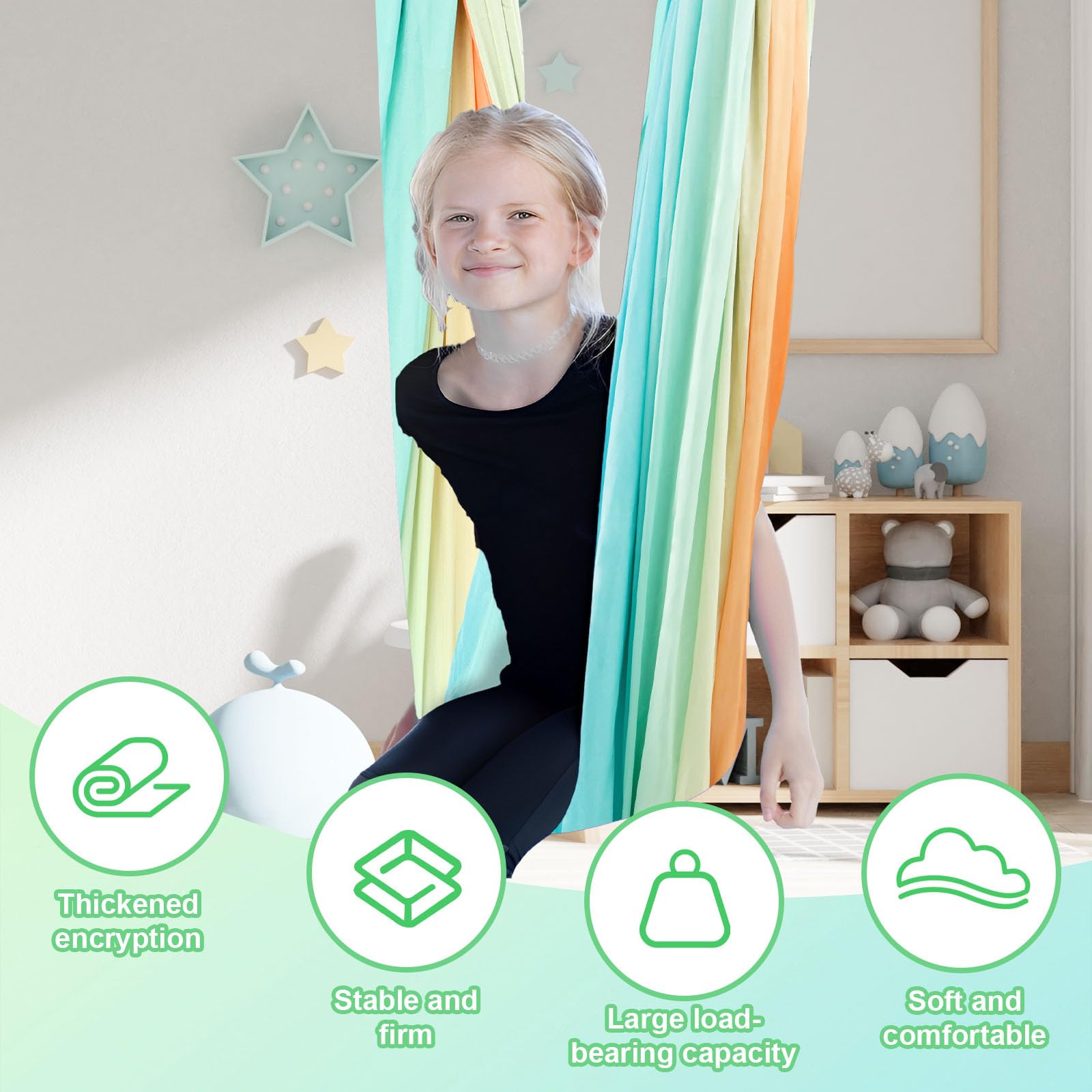 KHZSPP Sensory Swing Indoor and Outdoor, Therapy Swing for Kids & Adults, Cuddle Swing for Child with Disorders, Autism, ADHD, Anxiety