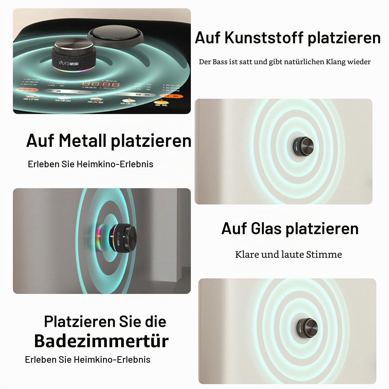 Docooler Knochenleitungslautsprecher Mini Wireless BT 5.0 Lautsprecher Echte kabellose Lautsprecher EQ-Modus einstellbar mit Buntem Umgebungslicht IP54 wasserdicht