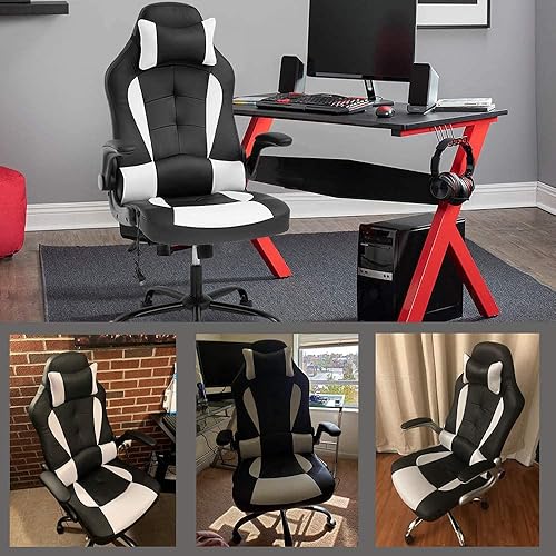 Miniatura 5 de Silla de videojuegos, silla de oficina, silla de computadora con reposacabezas y soporte lumbar, reposabrazos para el hogar, silla ergonómica para
