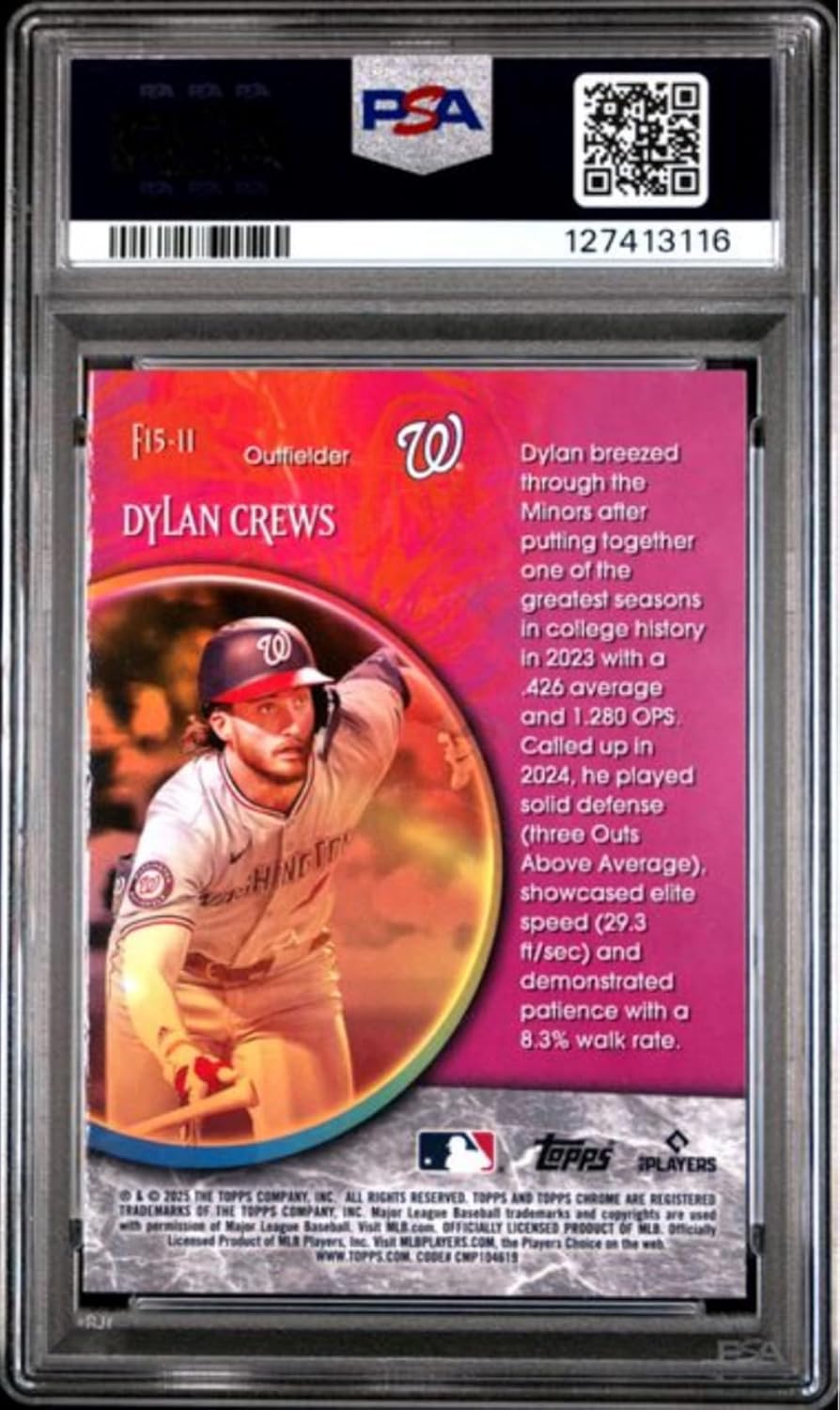 Graded 2025 Topps Chrome Dylan Crews #F15-11 Fortune 15 Rookie RC Baseball Card PSA 10 Gem Mint