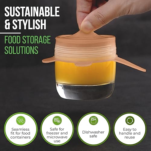 Miniatura 5 de Tapas elásticas de silicona reutilizables para almacenamiento de alimentos en el refrigerador, fundas elásticas resistentes al calor, vasos, latas,