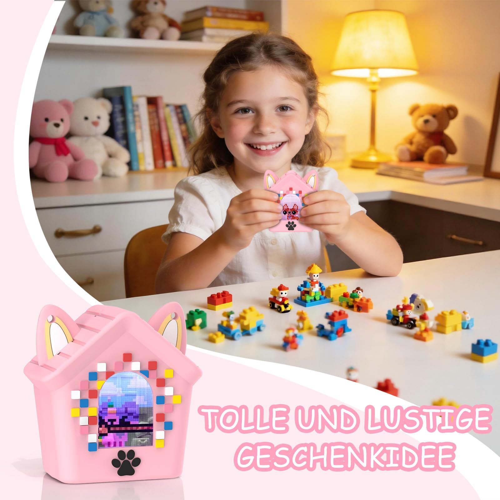 Compatible con Bitzee Doghouse, funda de silicona con correa, resistente a los golpes y a los arañazos, material de silicona suave y segura, ideal para niños (rosa) — view 7