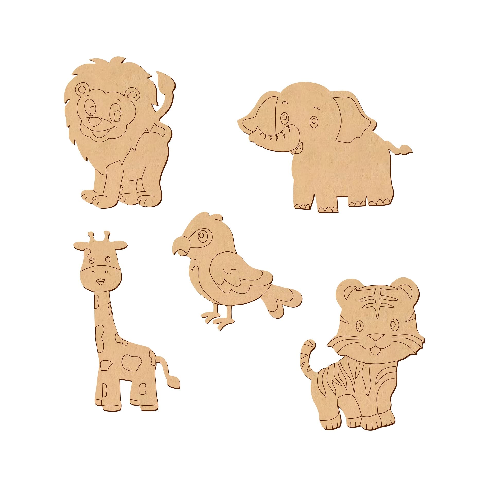 Asmi Collecions MDF Wooden Premarked Animals and Birds Cutouts for DIY Craft Work, Home Decoration (Set of 10)-image-27