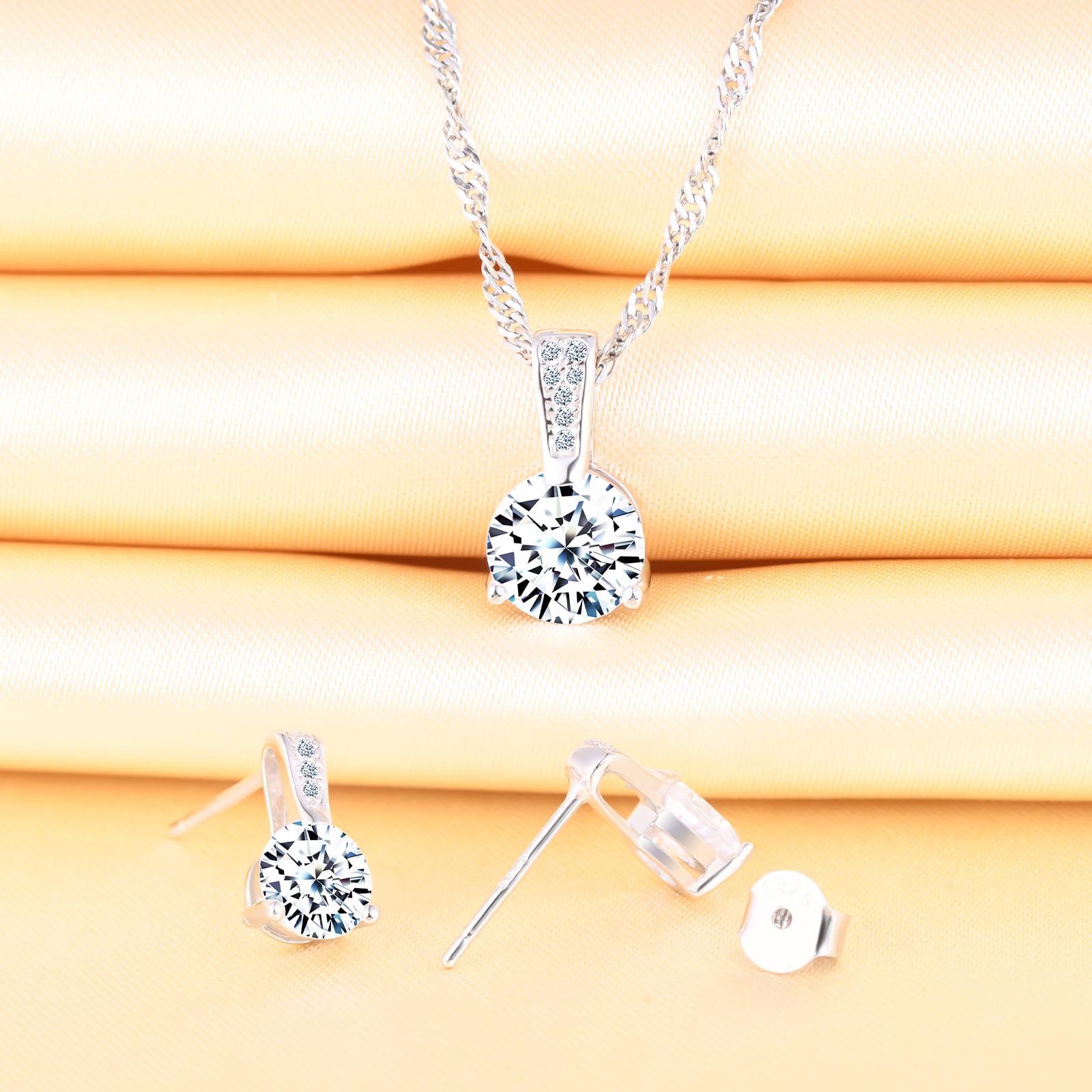 Set Pendientes y Collar Circonitas Plata 925 para Mujer Juego de joyas Colgante y Pendientes Circonitas Conjunto de joyas