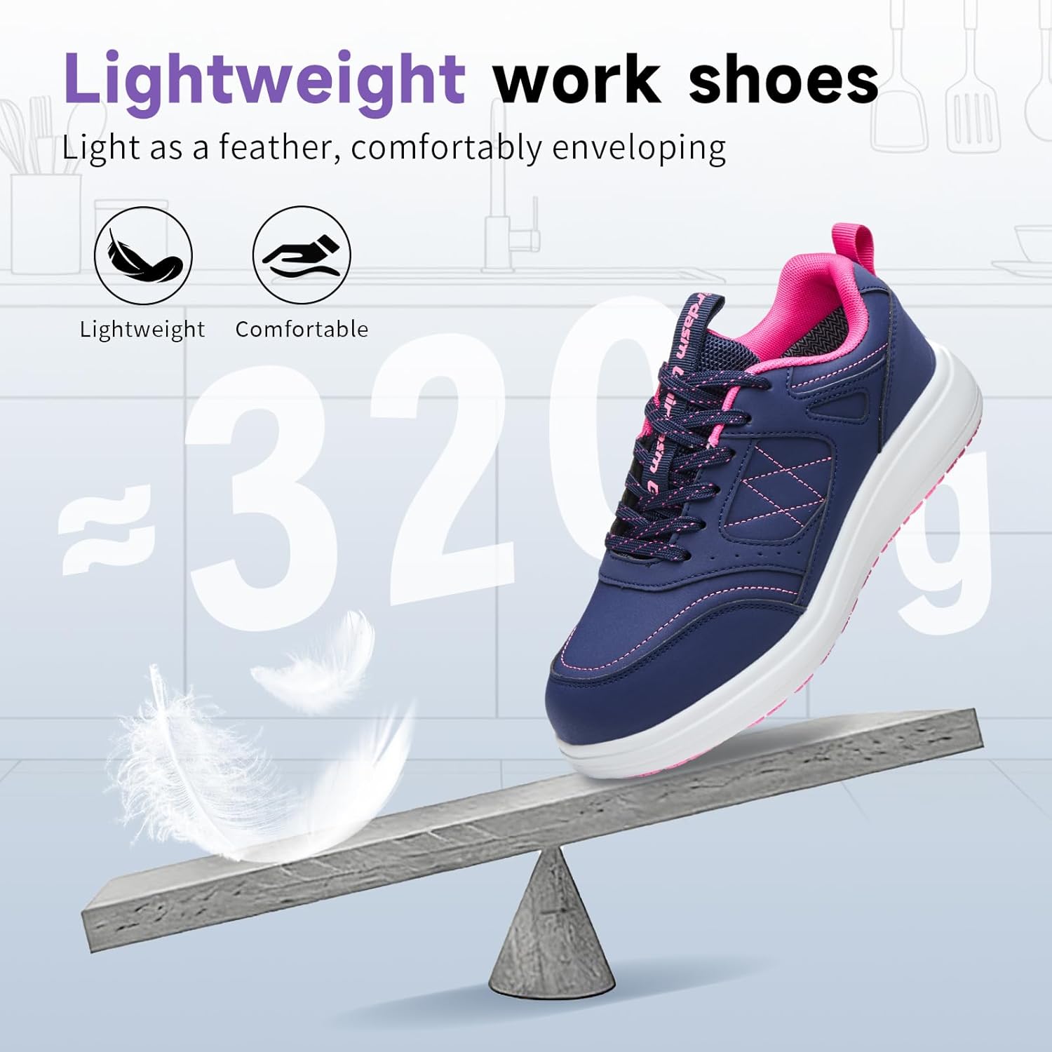 Non Slip Work Shoes Women - Waterproof Oil Resistant Chef Shoes, Lightweight Comfortable Slip Resistant Sneakers for Restaurant Kitchen Nursing & Food Service