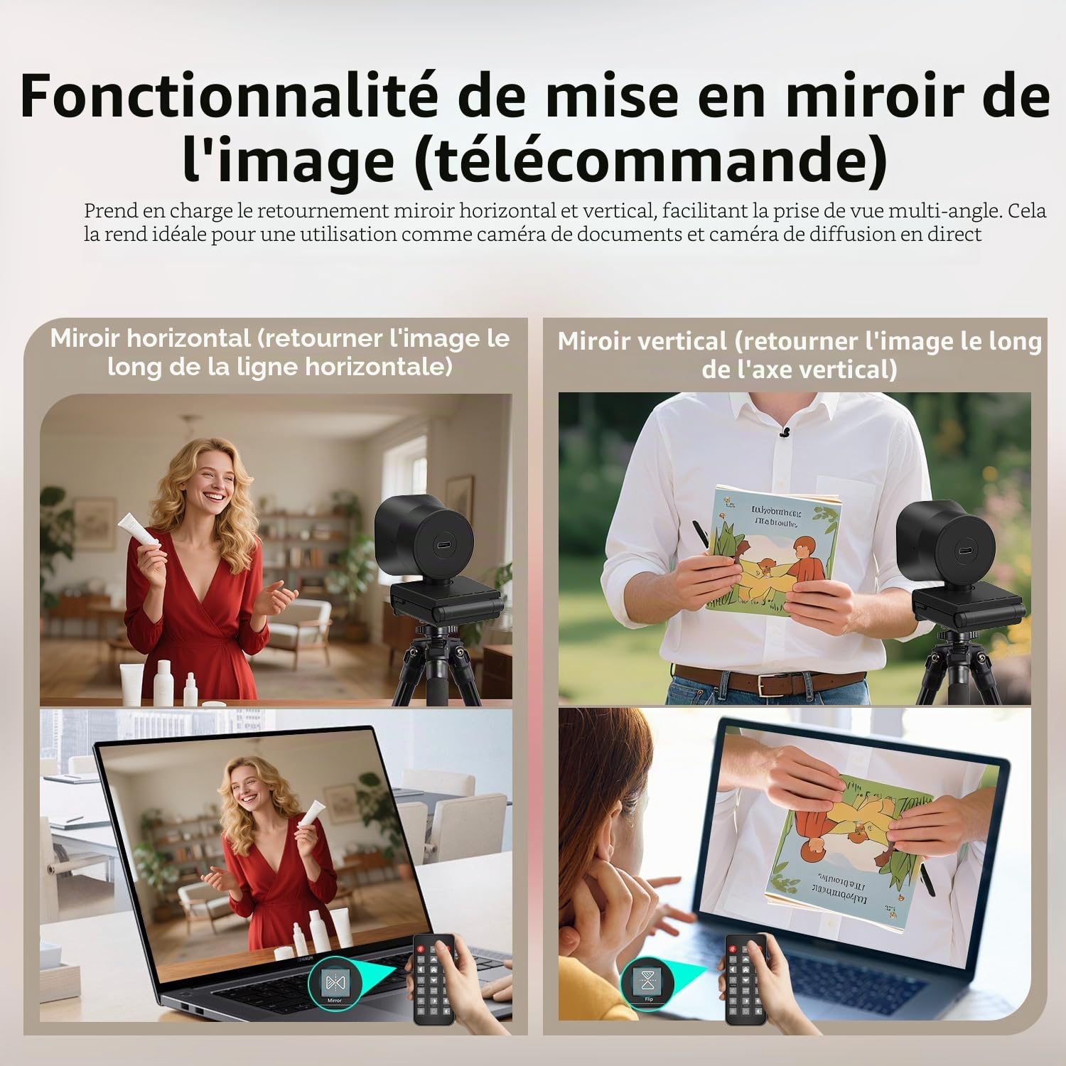 TOALLIN Webcam 4K avec Anneau Lumineux, télécommande, Autofocus PDAF, 12 Millions de Pixels, Double Micro intégré, Zoom numérique 5X, Webcam pour Diffusion en Direct et appels vidéo