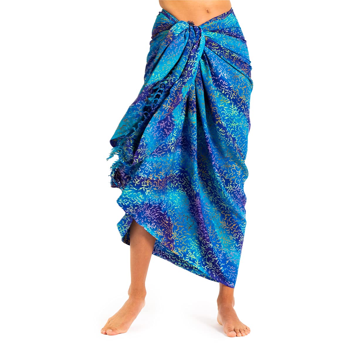PANASIAM Pareo en tonos de azul, pañuelo, tela, toalla de playa, vestido envolvente, materiales naturales suaves