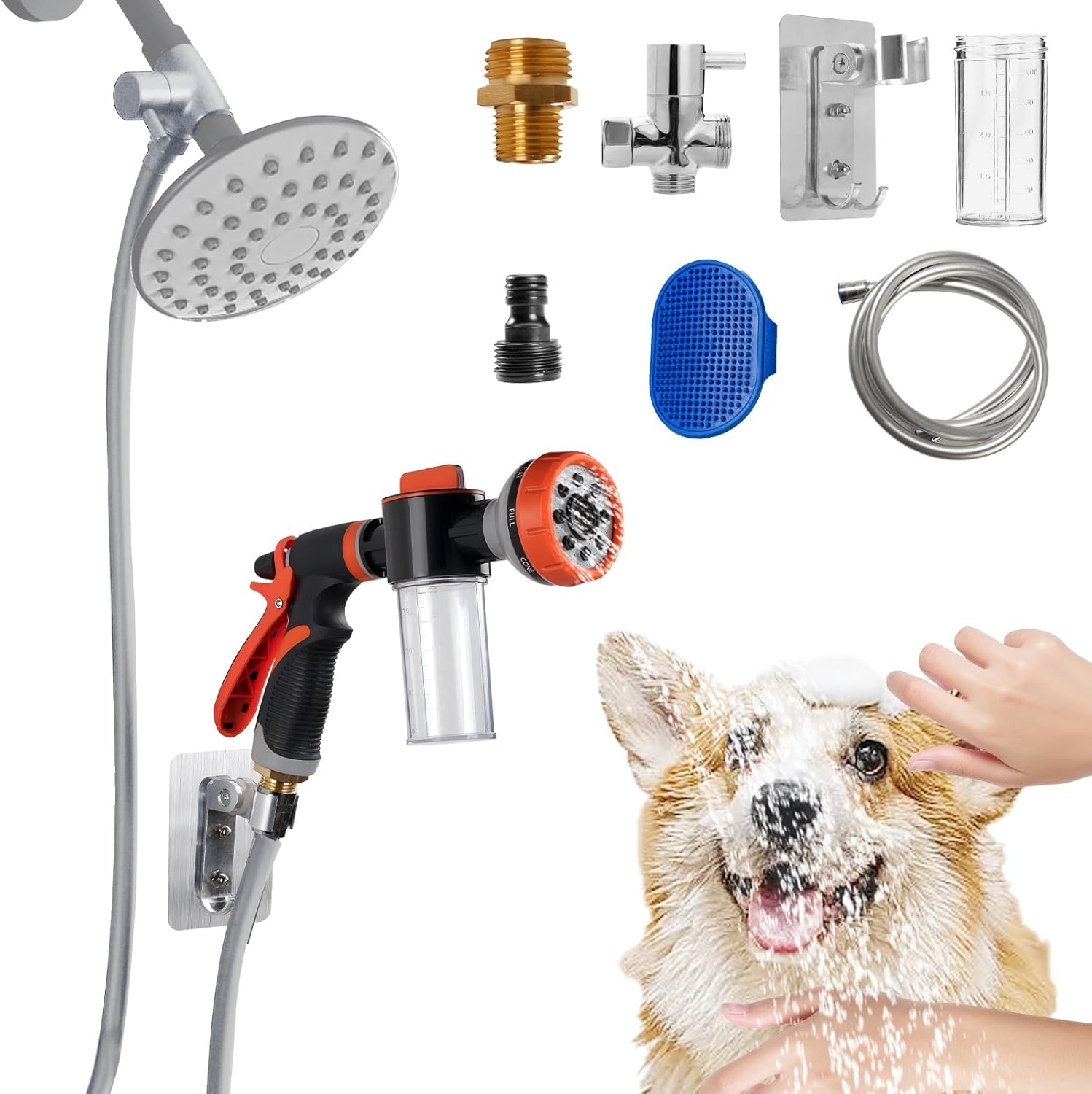 Upgrade Pup Jet Dog Wash, 8 in 1 Dog Wash Hose Attachment