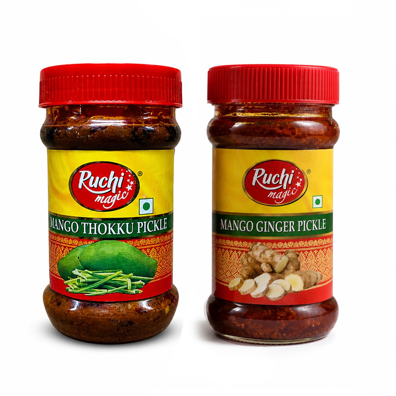 Ruchi Magic Mango Thokku & Mango Ginger Pickle Combo Pack of 2 | 300g Each | Traditional Tamil Style Pickle | Rich Spicy Flavor-image-11