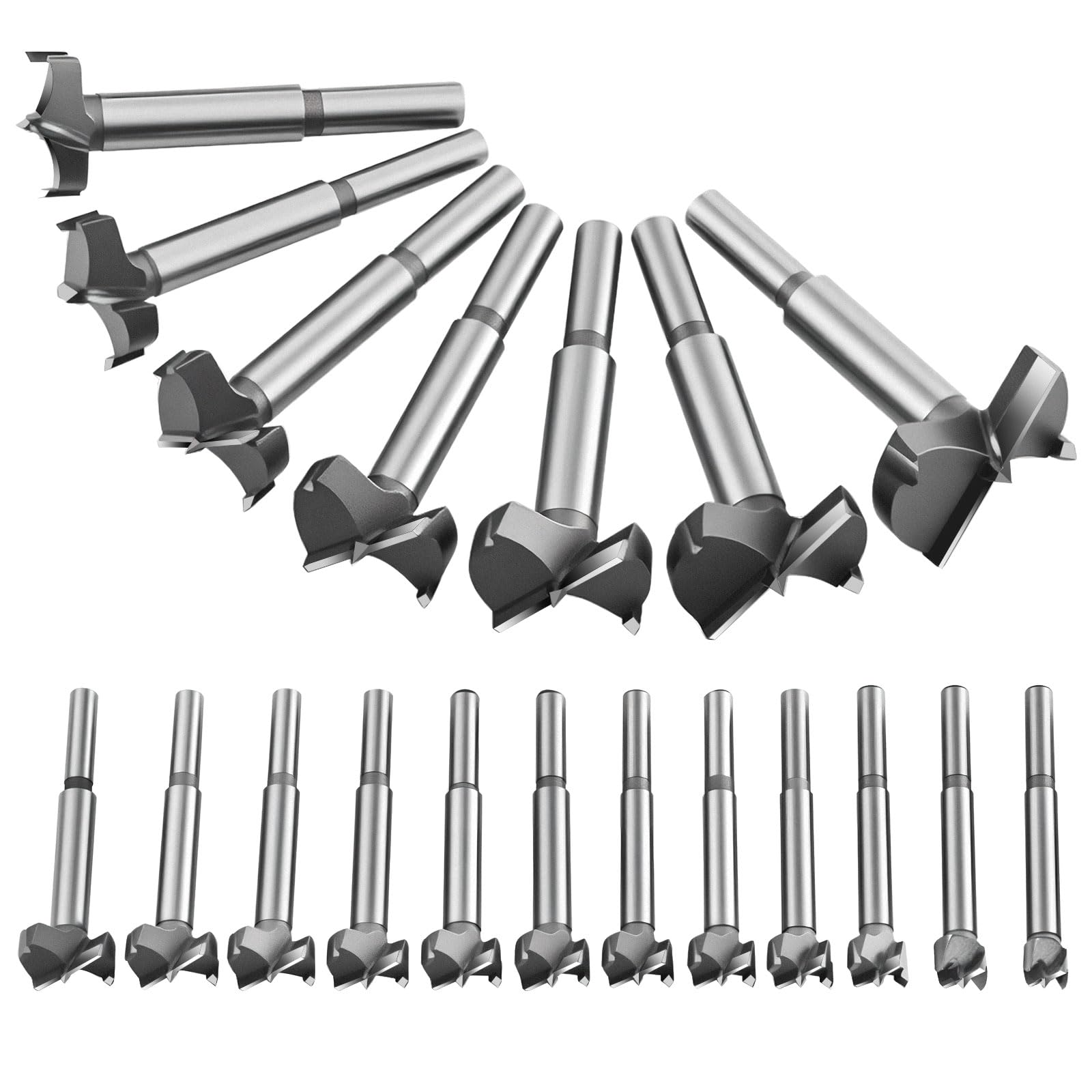 Flintronic Brocas Forstner, 19PCS (10mm ~ 40mm) Brocas Set de Acero al Tungsteno Titanium Recubierto, Fresadora Herramienta para Perforadora, Corte Agujero en Carpintería para Madera