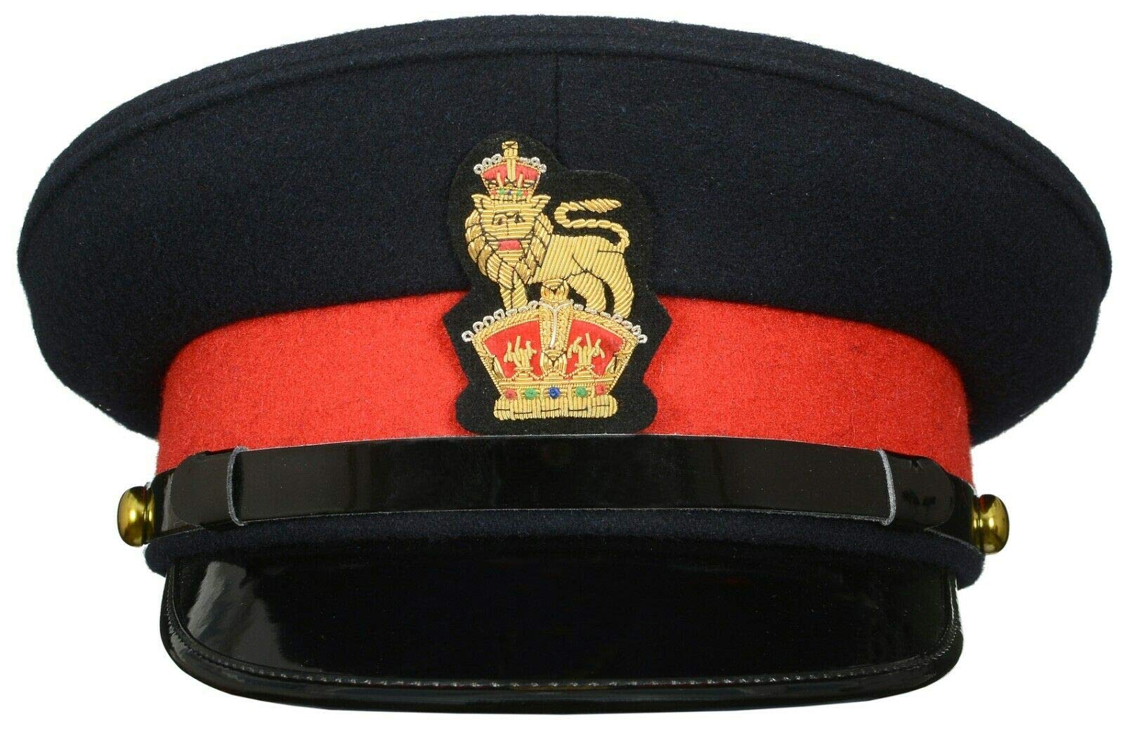 handembroideryuk British Army Staff No 1 Service Dress Cap, Military Hat, Gold Peak Cap