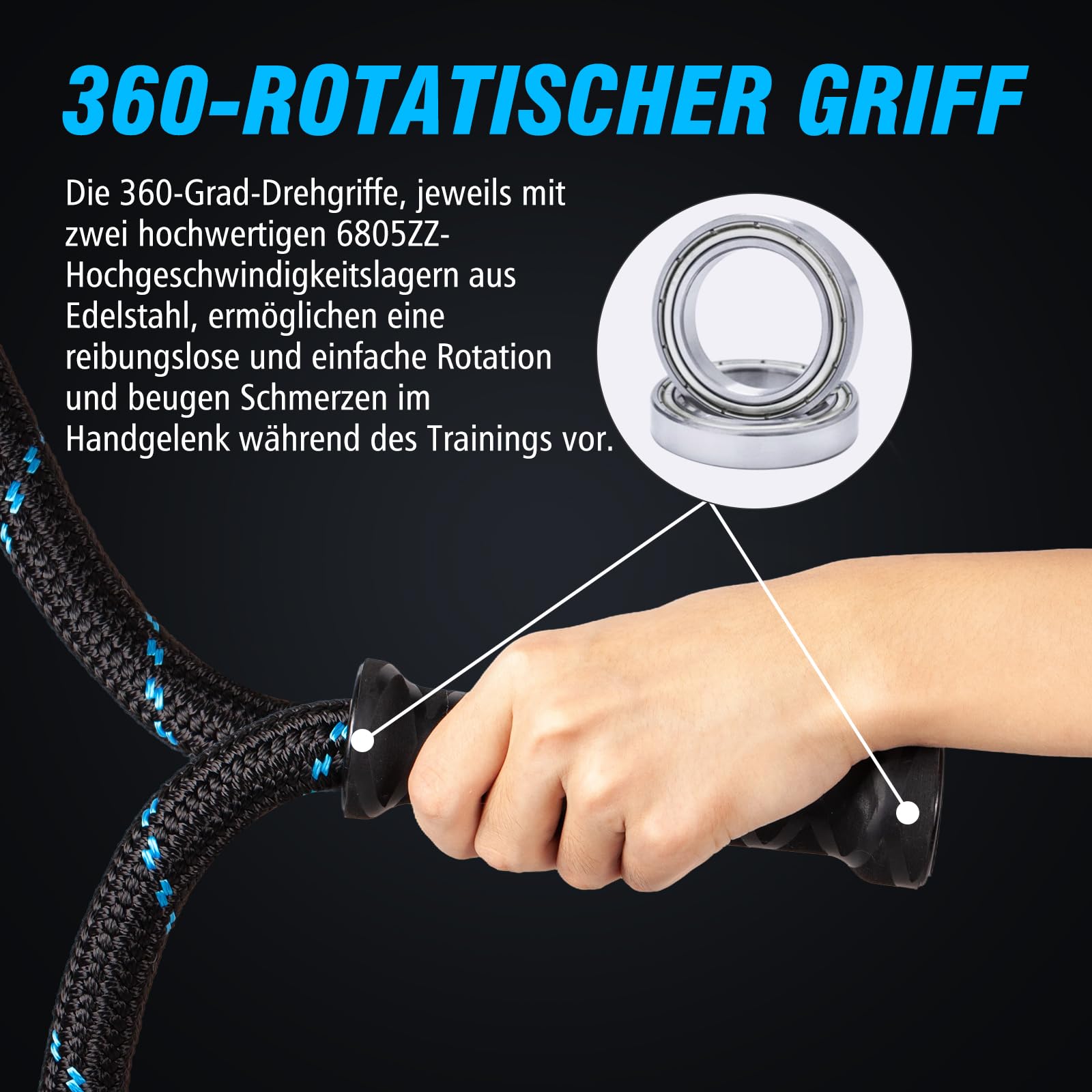 Supertrip Upgrade Gewichtete Springcord Fitness per adulti,Zweite Generation 360°Rotating Griffe Schweres Springcord für Ganzkörper-Muskeltraining,3.21/3.38/3.41Pfund Scarpe da corda per donna uomo