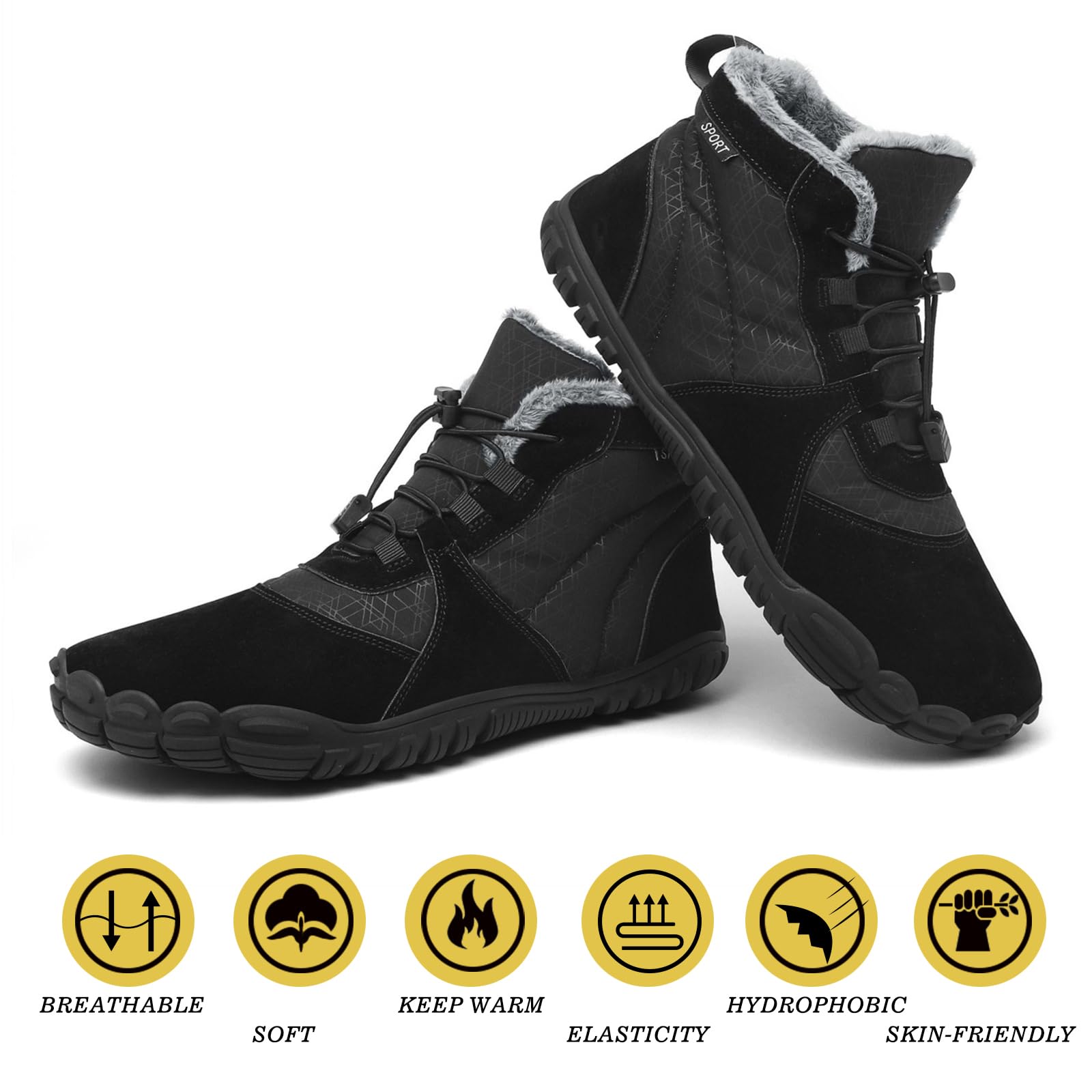 AONETIGER Unisex buty zimowe dla kobiet i mężczyzn, buty zimowe z podszewką, ciepłe, wodoodporne, wygodne buty śniegowe, antypoślizgowe, do chodzenia boso