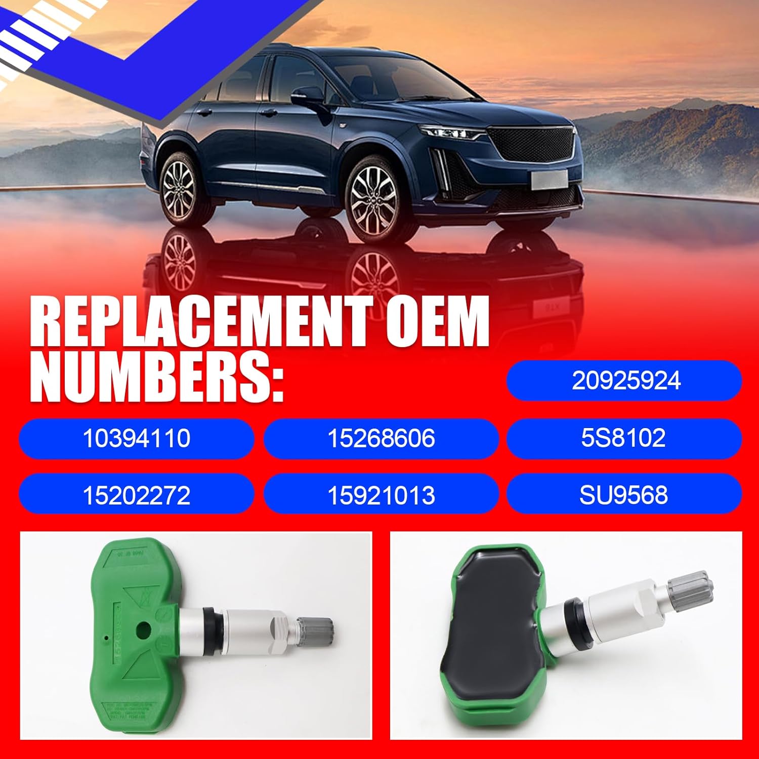 SMMS TPMS Tire Pressure Sensor 4 Pack for Corvette Cruze Silverado Sierra Escalade ESV EXT SRX STS Pickup Truck, Off Road Vehicles, Replacement OE 20925924 20922900 15268606 TPM129