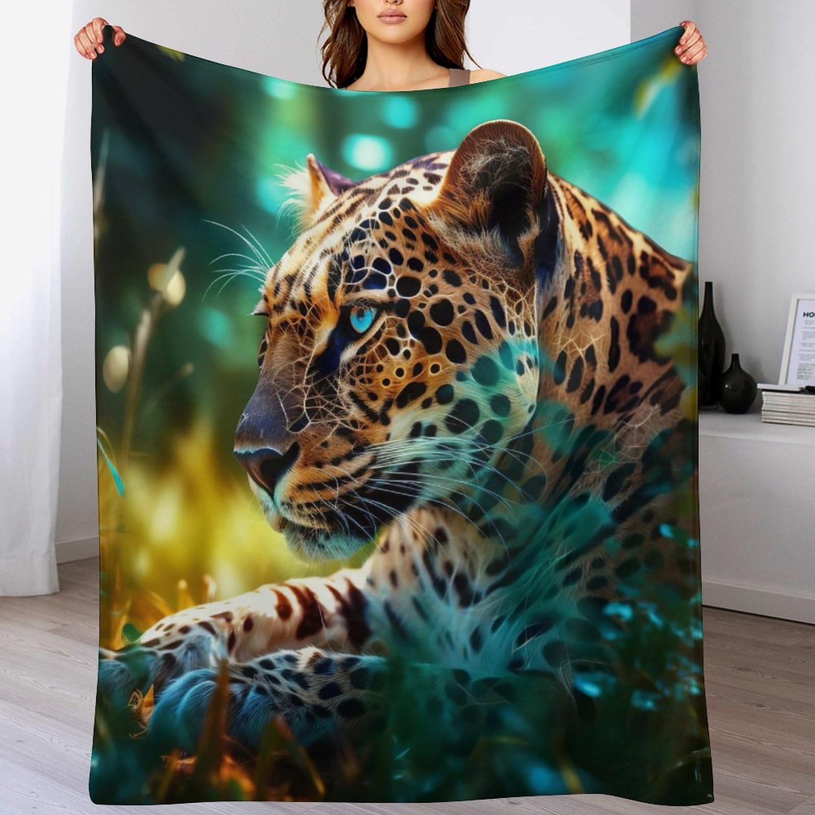 Manta de franela de leopardo para pícnic al aire libre y tardes de relax en el sofá