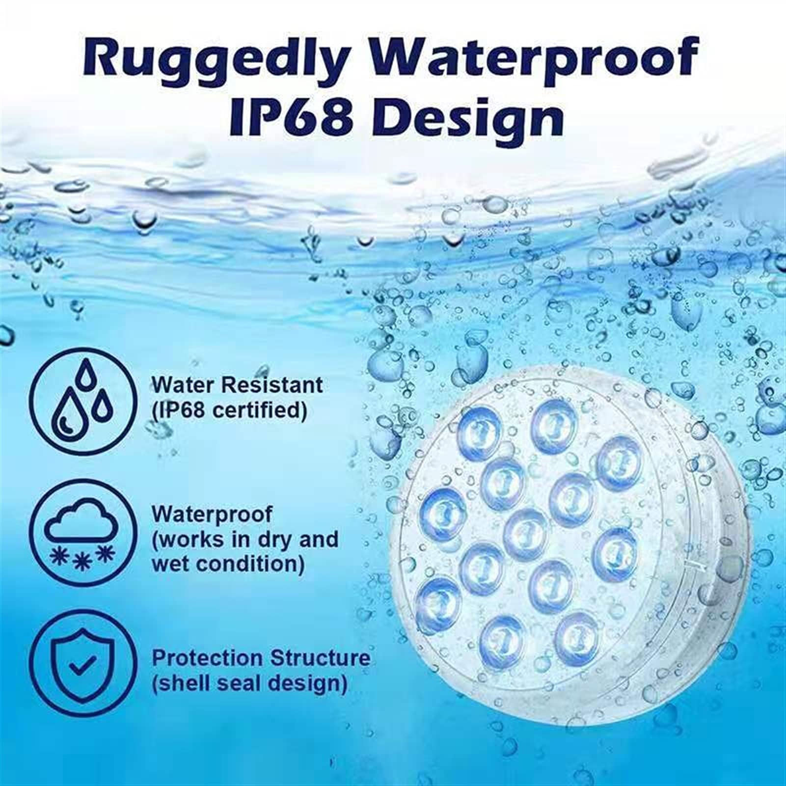Luci LED per laghetto Luci per Piscina, Luci LED sommergibili 13 LED, Luci per Vasca idromassaggio, Luci LED subacquee Impermeabili, Luci da Bagno Spa in 16 Colori, per Decorazioni