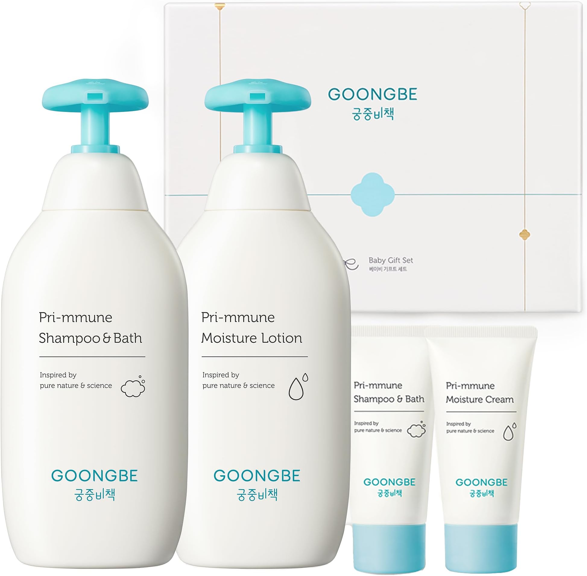 GOONGBE Baby Gift Set, Korean Shampoo & Bath, Lotion & Cream 4 Items