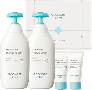 GOONGBE Baby Skin Care Gift Set - Korean Baby Skincare & Bath Time Essentials - Shampoo & Bath, Moisutre Lotion, Cream - Hydrating & Nourishing, 4 Items