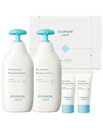 GOONGBE Set de regalo para el cuidado de la piel del bebé - Artículos esenciales para el cuidado de la piel y el baño coreanos para el cuidado de la