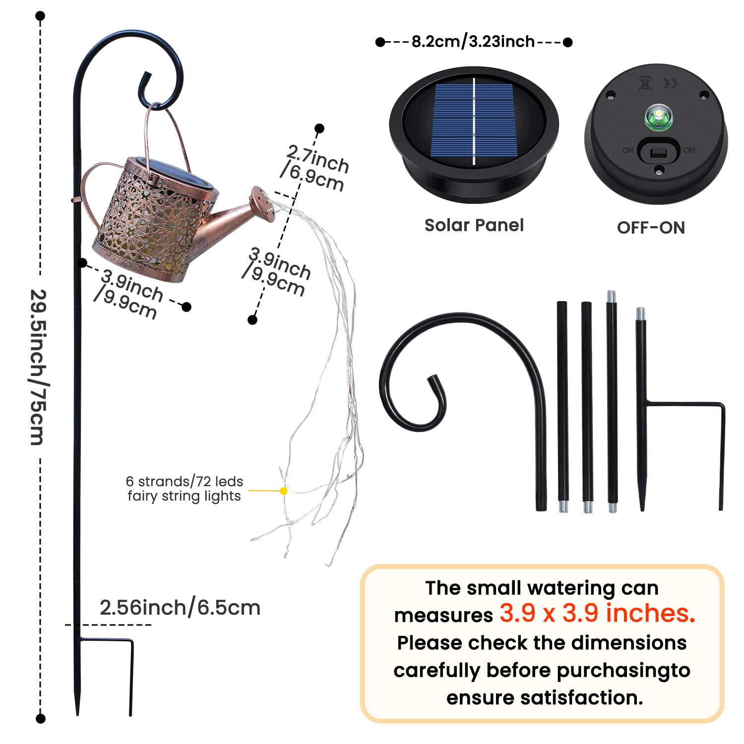 Daknswte Solar Watering Can Lights Outdoor Garden,Waterproof Led Hanging Metal Lantern with Fairy String Light,Garden Ornaments for Yard Lawn Pathway Patio Decor and Women Mom Birthday Gifts - 5