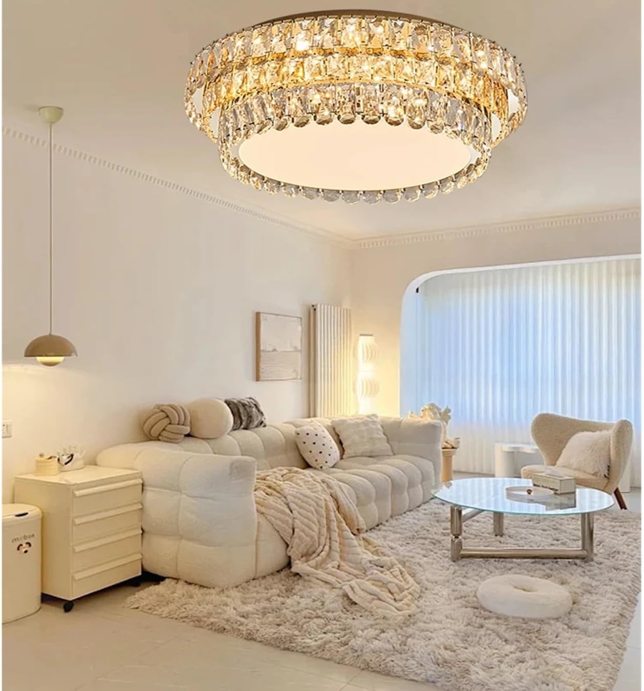 Gold Luxury Postmodern Crystal Ceiling Lamp Led Home Decoration Light Fixture Over Bedroom Lights(Warm Light,Dia100cm)