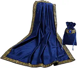 BLESSUME Wicca Toalha de mesa quadrada de tarô para leitura com bolsa de cartão 62 x 62 cm (azul 2)