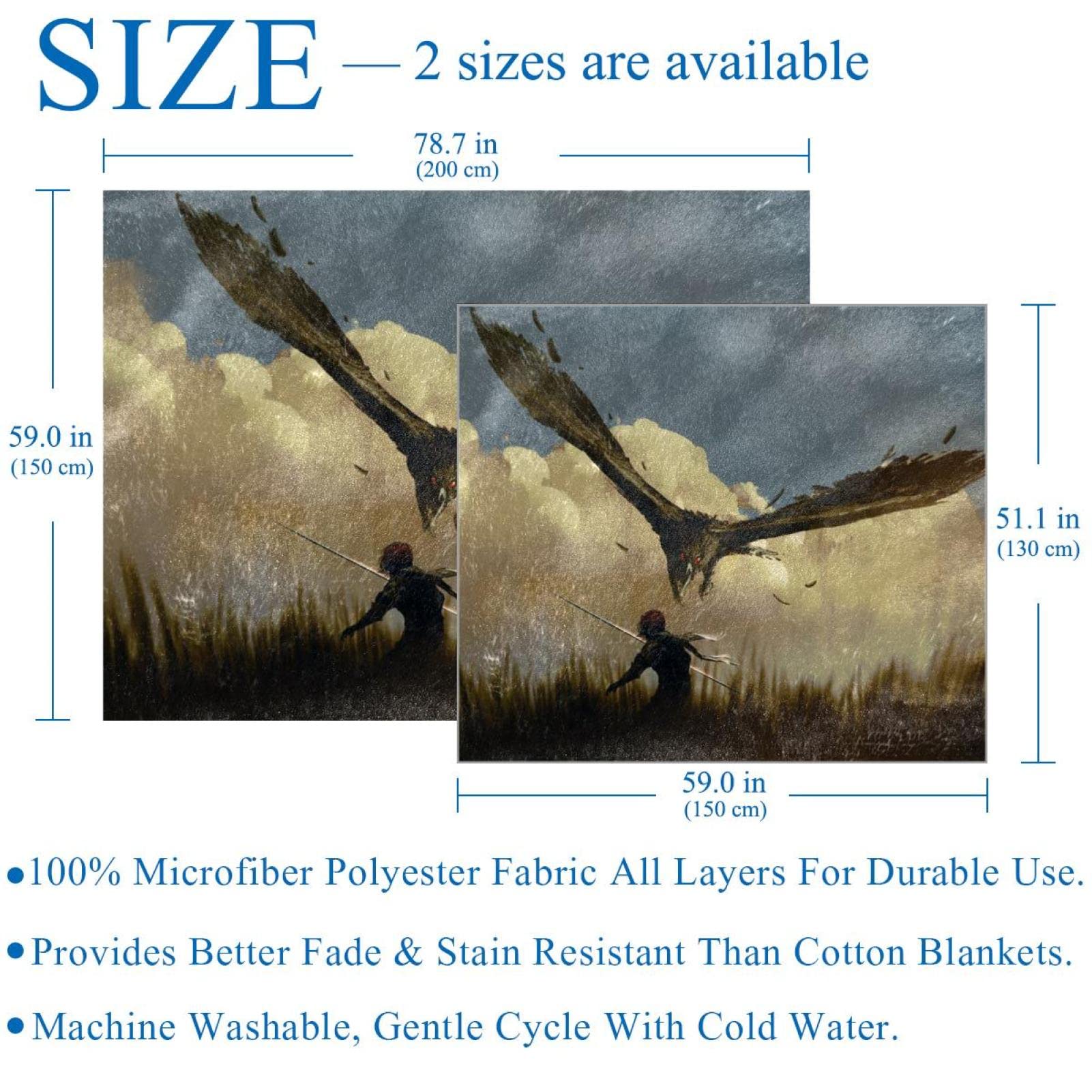 Fierce Eagle Attack The Warrior Couverture douce et confortable pour adultes et enfants, couverture polaire légère en microfibre pour canapé, lit, canapé, voyage, 150 x 200 cm