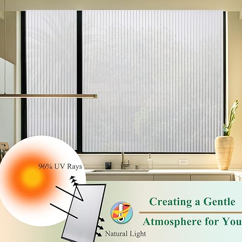 Miniatura 10 de Bloss Niviy - Película esmerilada de privacidad para ventana, no adhesiva, película de vinilo extraíble de adherencia estática para ventana,