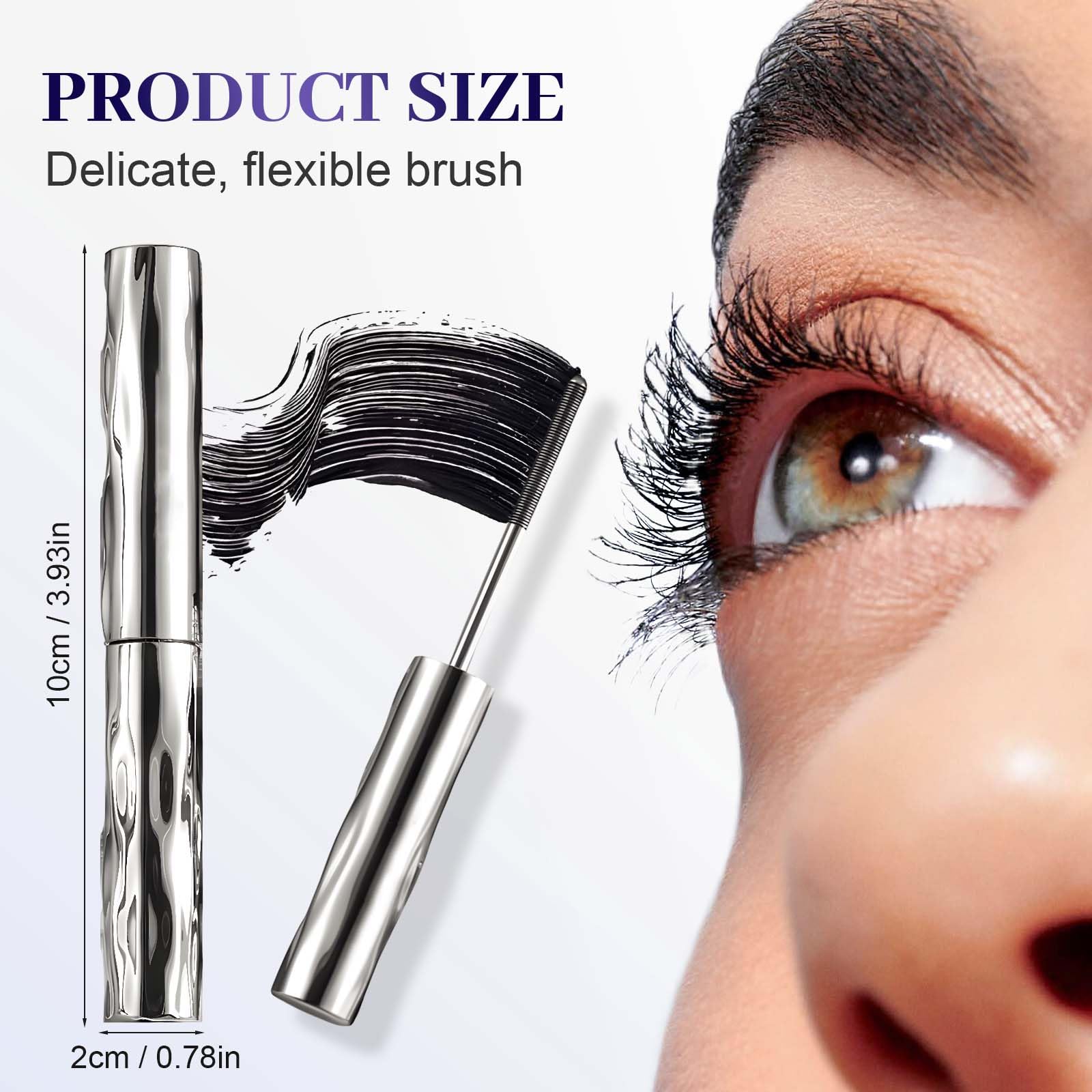 Mascara für ältere Frauen, 2026 Neu 3D Curling Eyelash Iron, Wasserfest Iron Eye Mascara, Metal Mas cara mit Metallbürste Volumengebende Wimperntusche Schnell Trocknend und Wischfest (3PC)