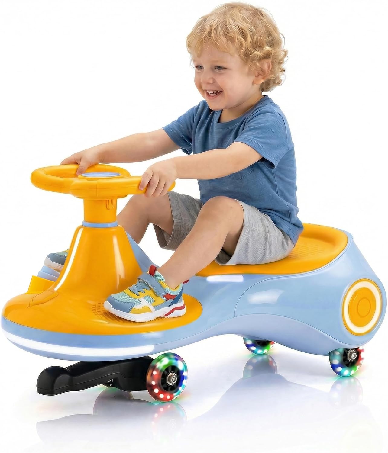 12V Electric Wiggle Car with Pedal, 3 in 1 Swing Car, Flashing Wheel, Music, 160LBS, Rechargeable Battery, Anti-Rollover Ride On Toy Car, Kid's Car for 3+ Boys and Girls Indoor Outdoor