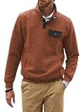 Men's Quilted Sweatshirt Casual Long Sleeve Outdoor Stand Collar Button Pullover Sweatshirts