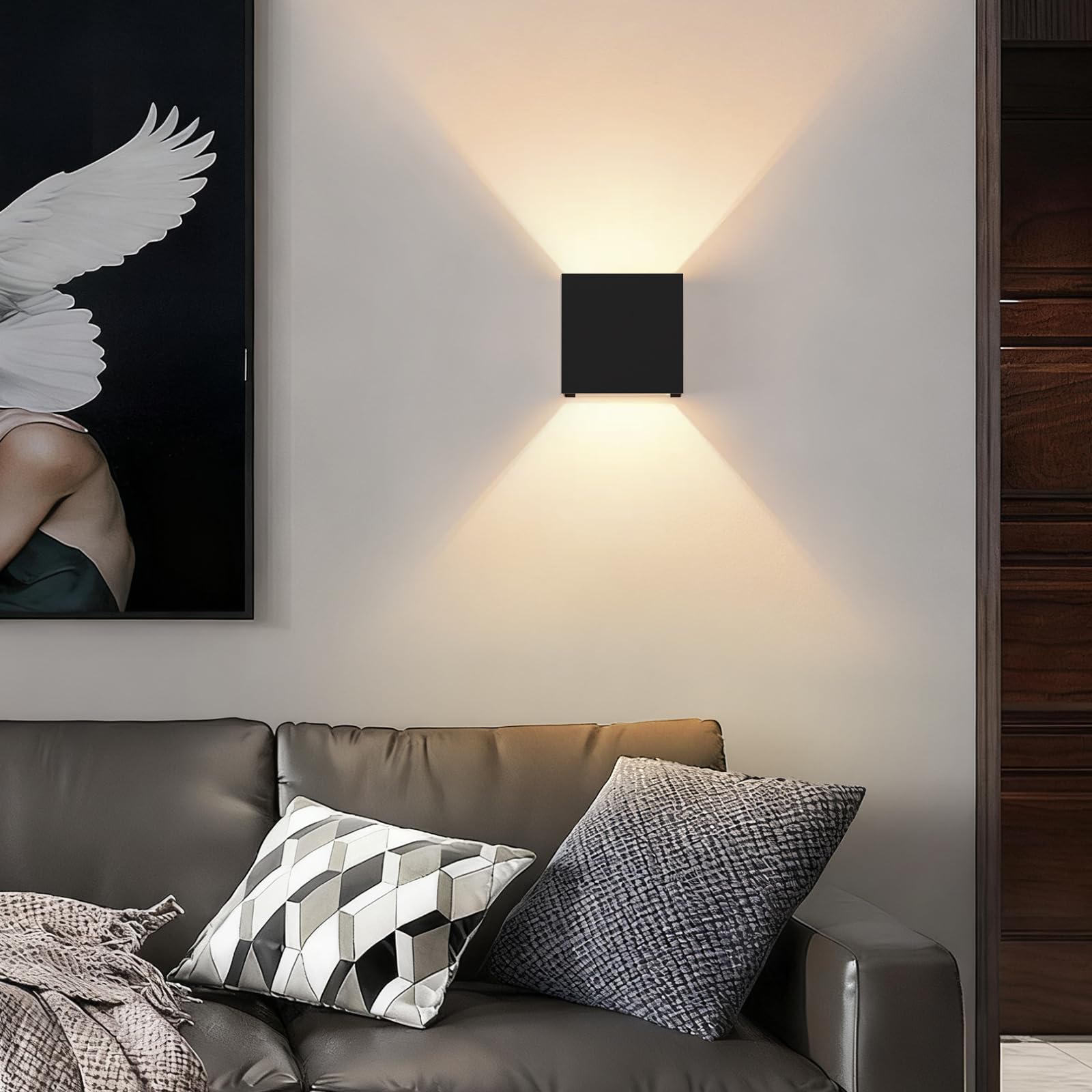 LED Wandleuchte Aussen Wandlampe - 4ER Außenwandleuchte Schwarz | Wasserdicht Aussenlampe Up Down Wandleuchten Innen mit Austauschbarer G9 Flurlampe für Wohnzimmer Hauswand Treppenhaus