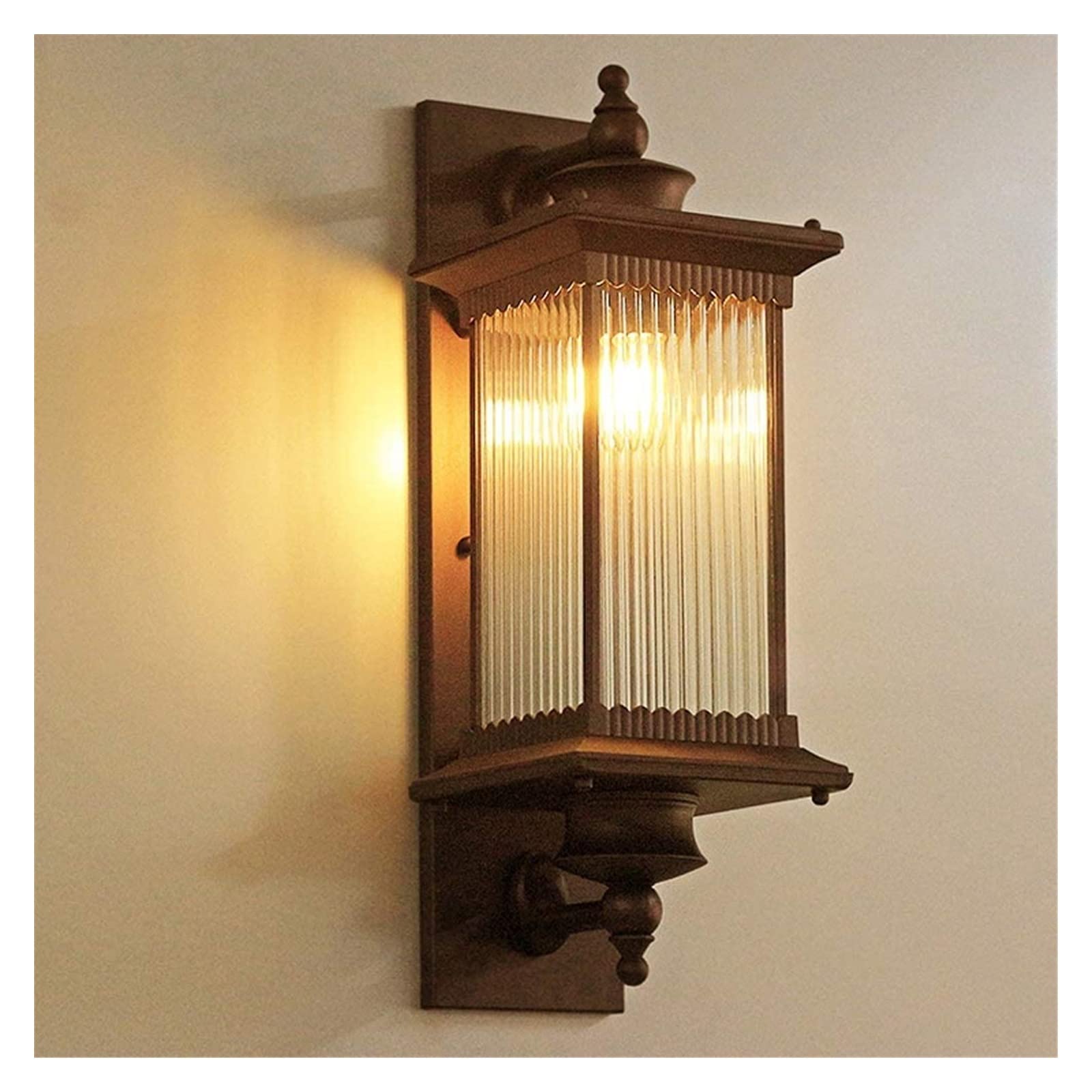 Courtyard Light Square 1-Lumière Mur Lanterne en Verre Vintage Extérieur Étanche Applique Murale Anti-Pluie Applique E27 Socket 58cm Lampe Luminaire pour Villa Jardin Patio Terrasse Balcon Comfortable