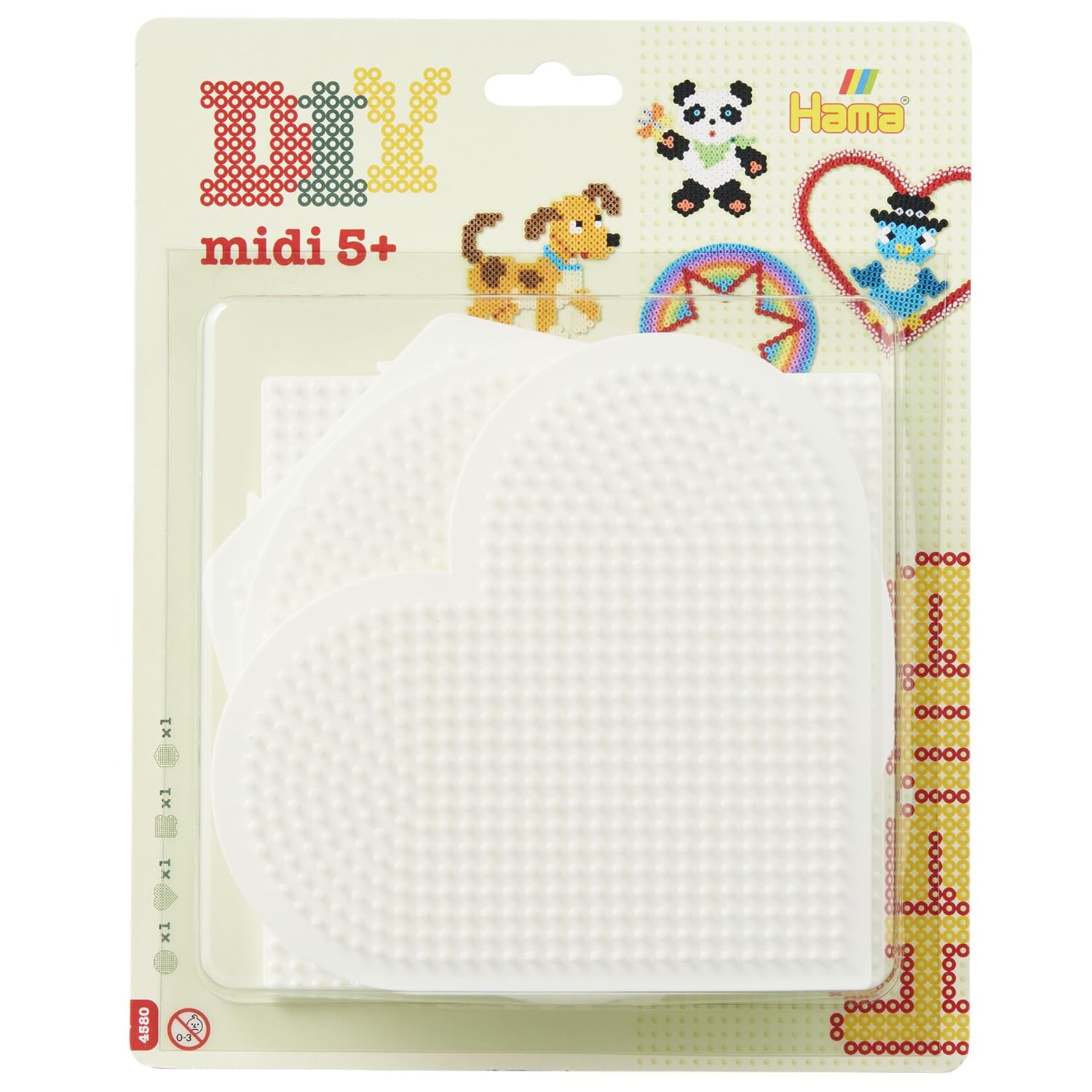 Round, Heart, Hexagon and Interlocking Square HAMA 4 Pack Large Pegboards
