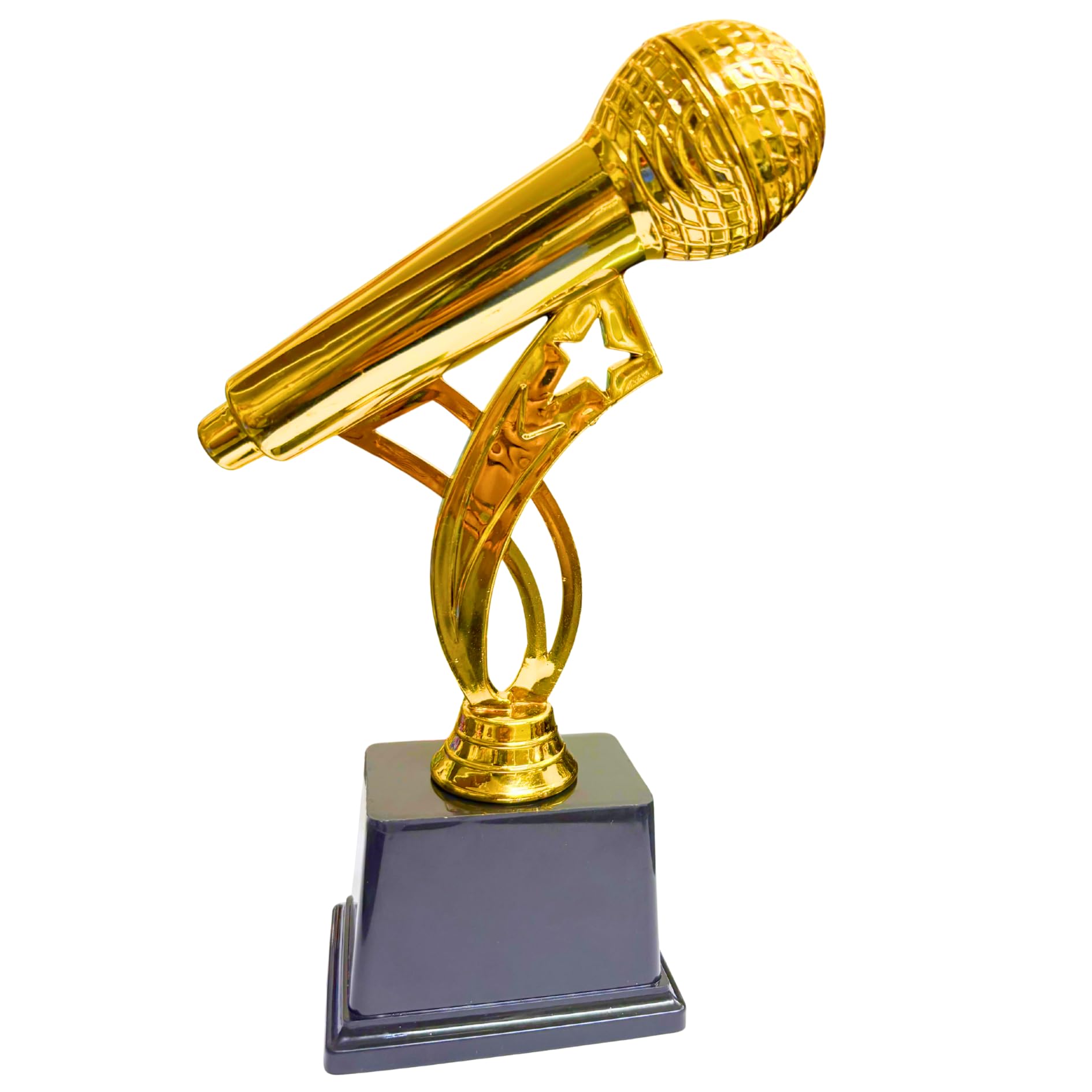 Golden Microphone Trophy Award, Metallic Fiber, 9.5 Inches, Black Base, Singer Recognition, Best Singer Award || Logo Printing, Writings & Customisation Available-image-18