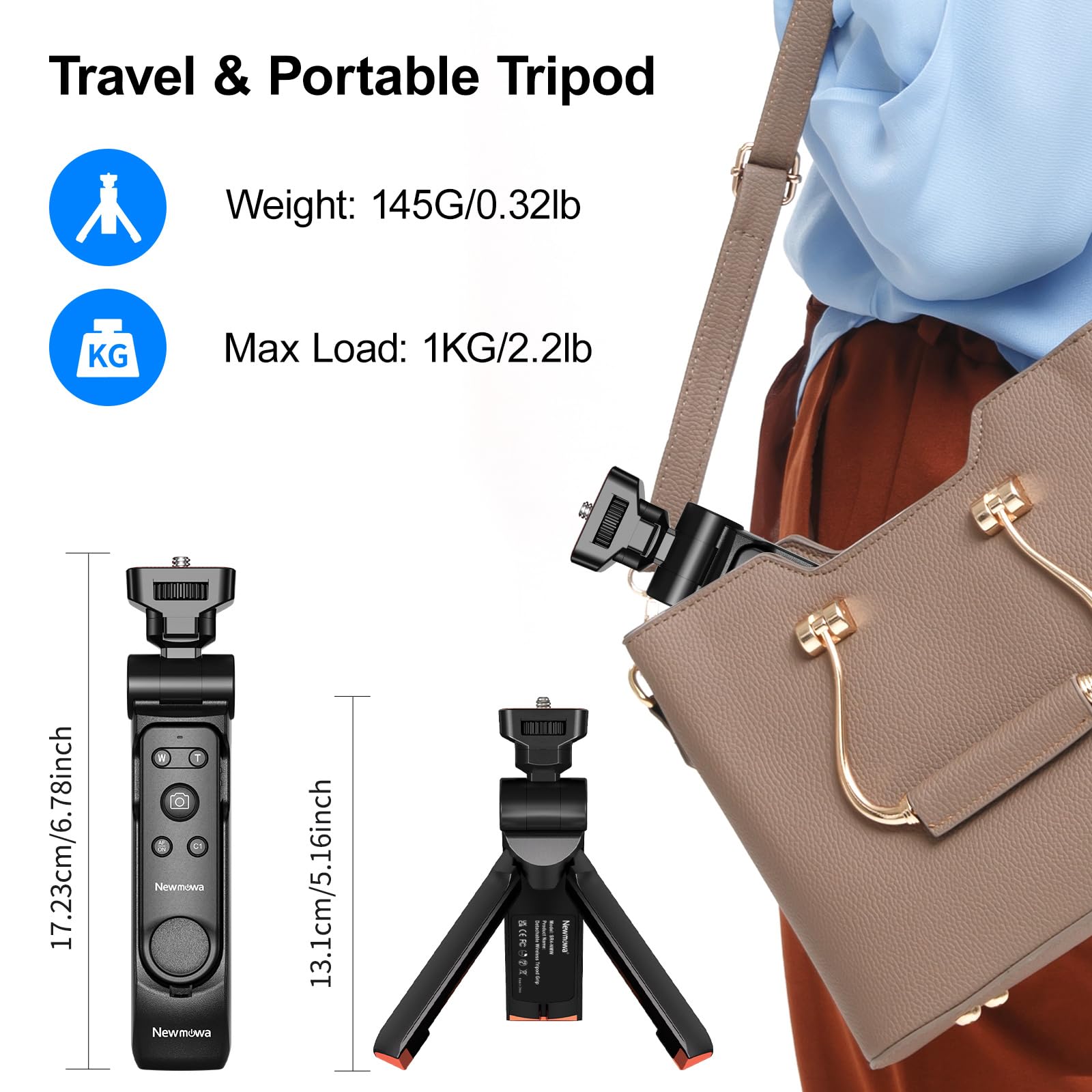 Newmowa Camera Tripod with Detachable Remote for Sony ZV-1, Canon EOS R, Nikon Z50