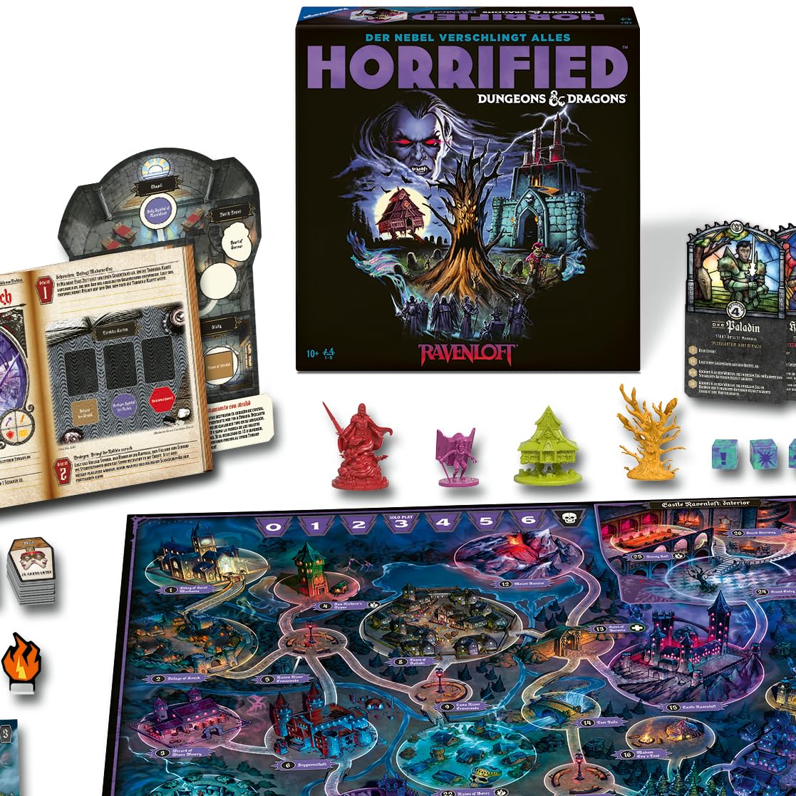 Ravensburger 25017 - Horrified: Dungeons & Dragons 2 – Strategisches Brettspiel – Kooperatives Brettspiel – Monster Challenges – Strategiespiel für 1 bis 5 Spieler, ab 10 Jahre