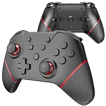 Switch Controller with Back Buttons, Switch Pro Controller for Switch/Lite/OLED Wireless Switch Controller with Wake Up, Turbo, Motion , Vibration and Compatible PC and Steam Mode (Red)