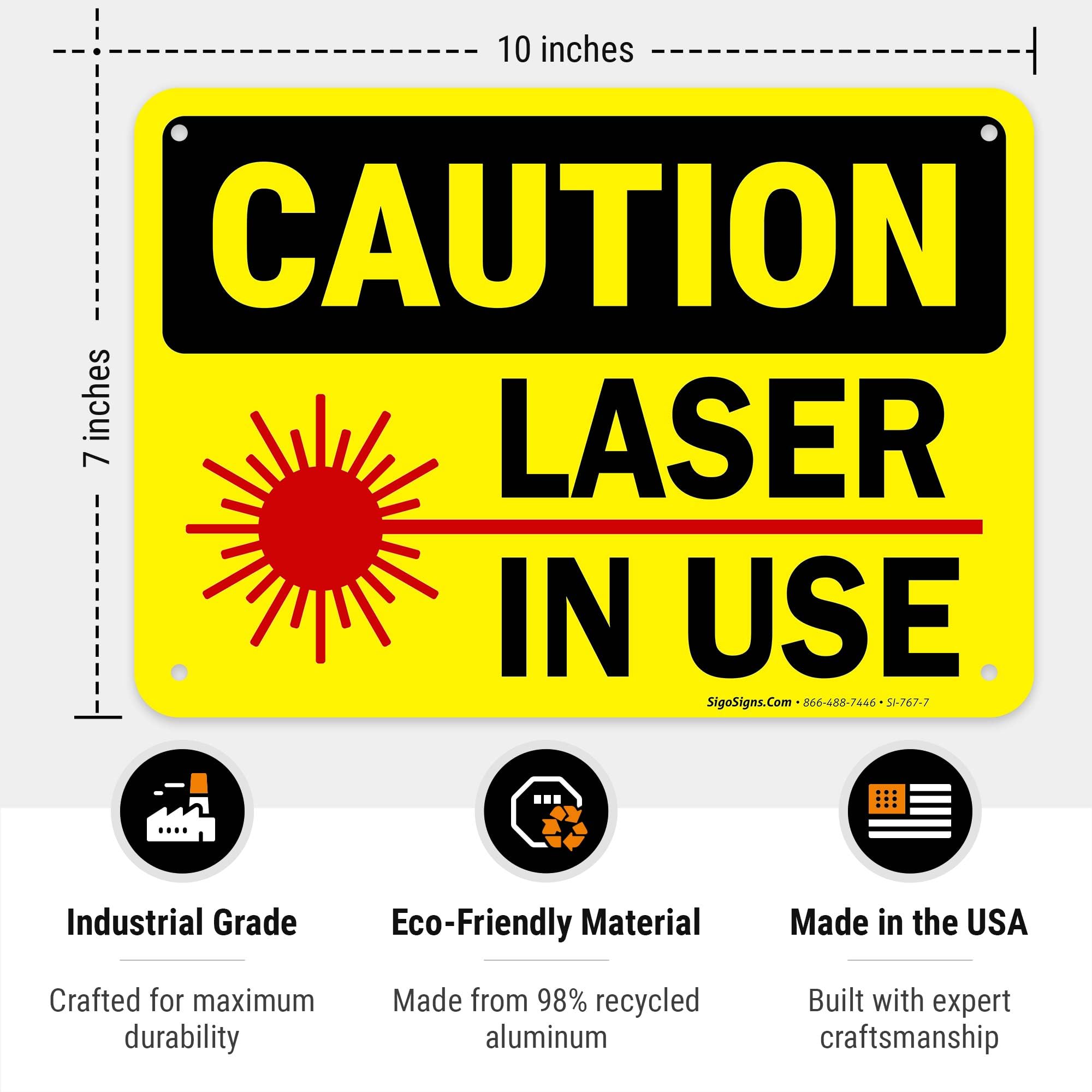 Laser in Use Sign, Caution Sign, — Amazon image 3