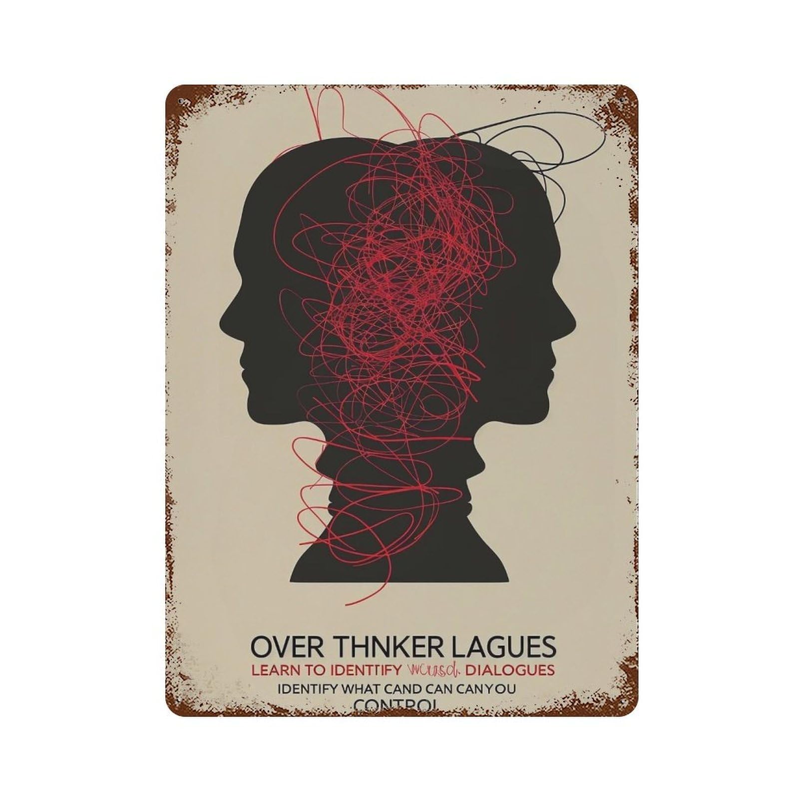FHUYEURHRY Inner-Dialogues-of-an-Overthinker_03 Wall Decor Retro Iron Vintage Art Metal Tin Sign Poster Modern Home Cofffee Club Art Bar Shop Decorations Style 40x30cm