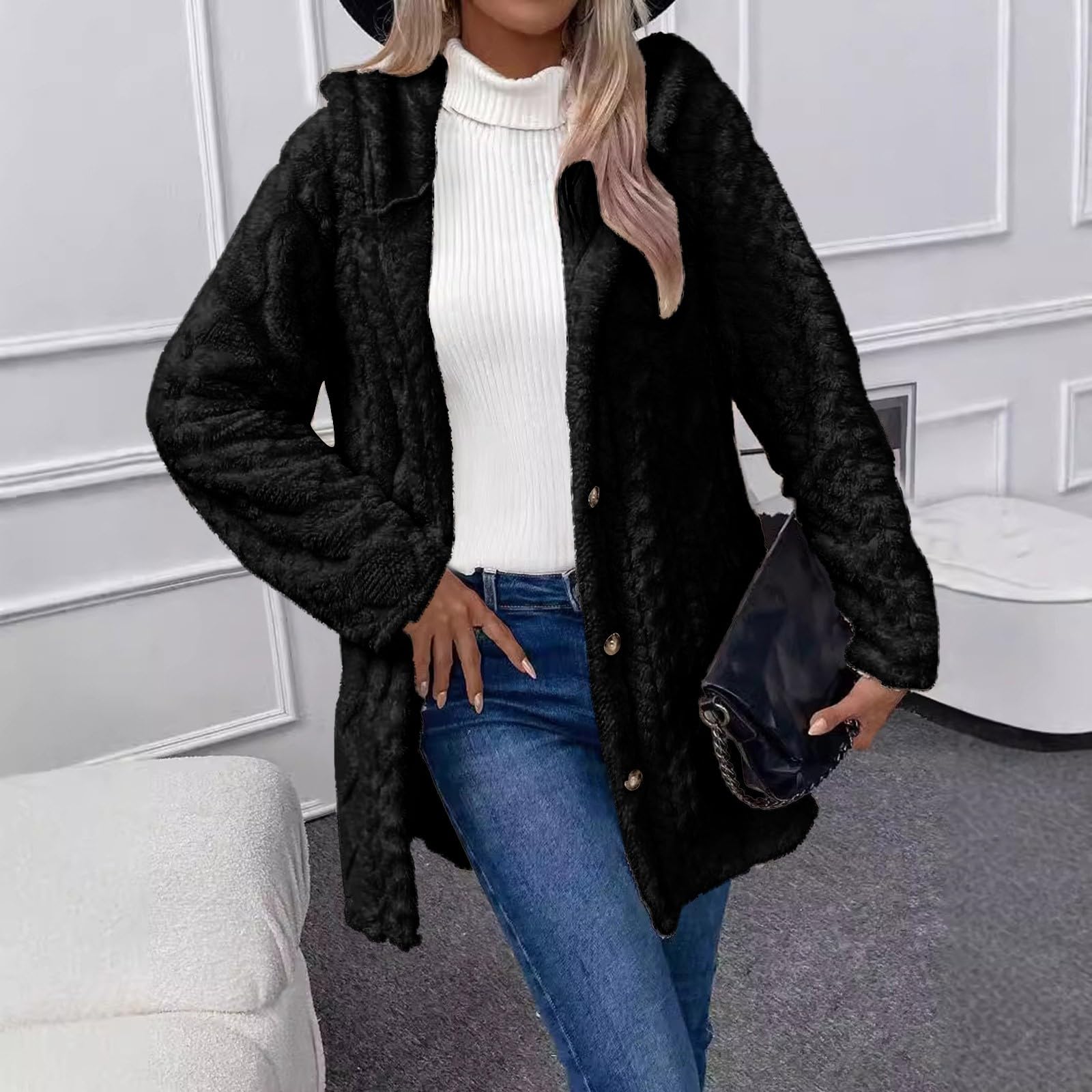 Winterjacke Damen Teddy Fleecejacke Mit Kapuze Wintermantel Casual