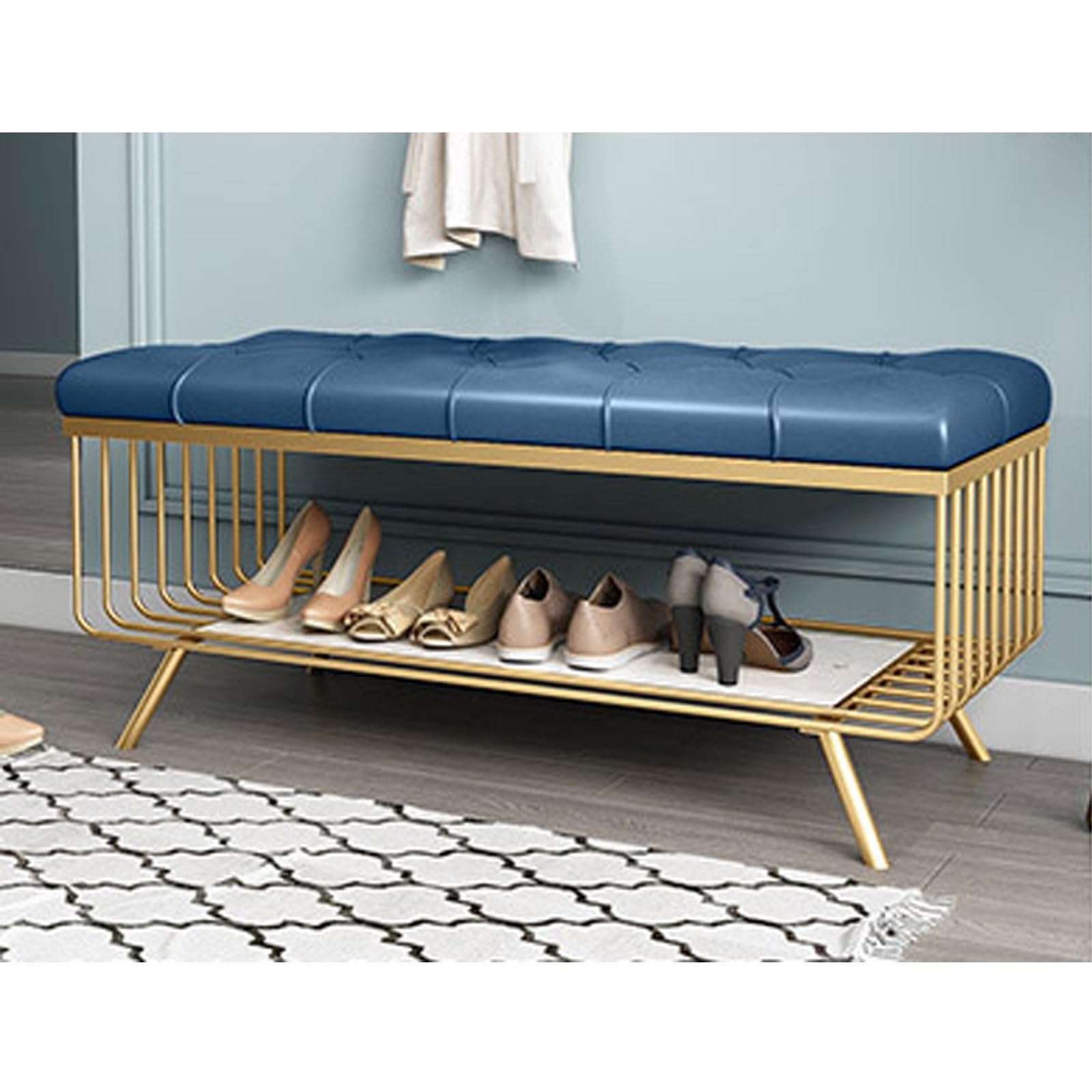 Banc à chaussures de porte moderne 60cm bleu pour entrée