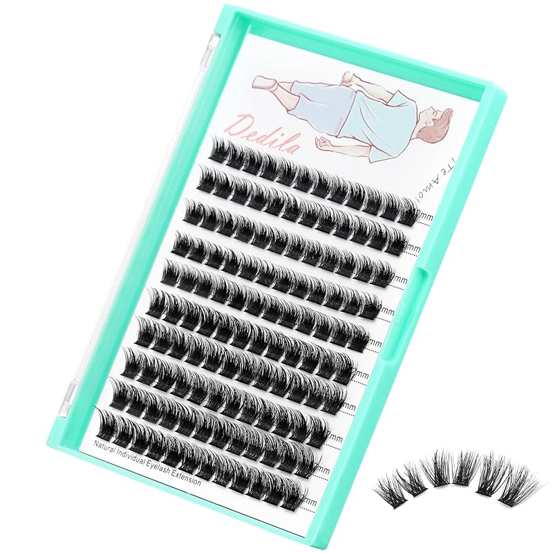 Cílios postiços individuais Dedila em tufos, curvatura D, base espessa, 10–12 mm, 120 unidades