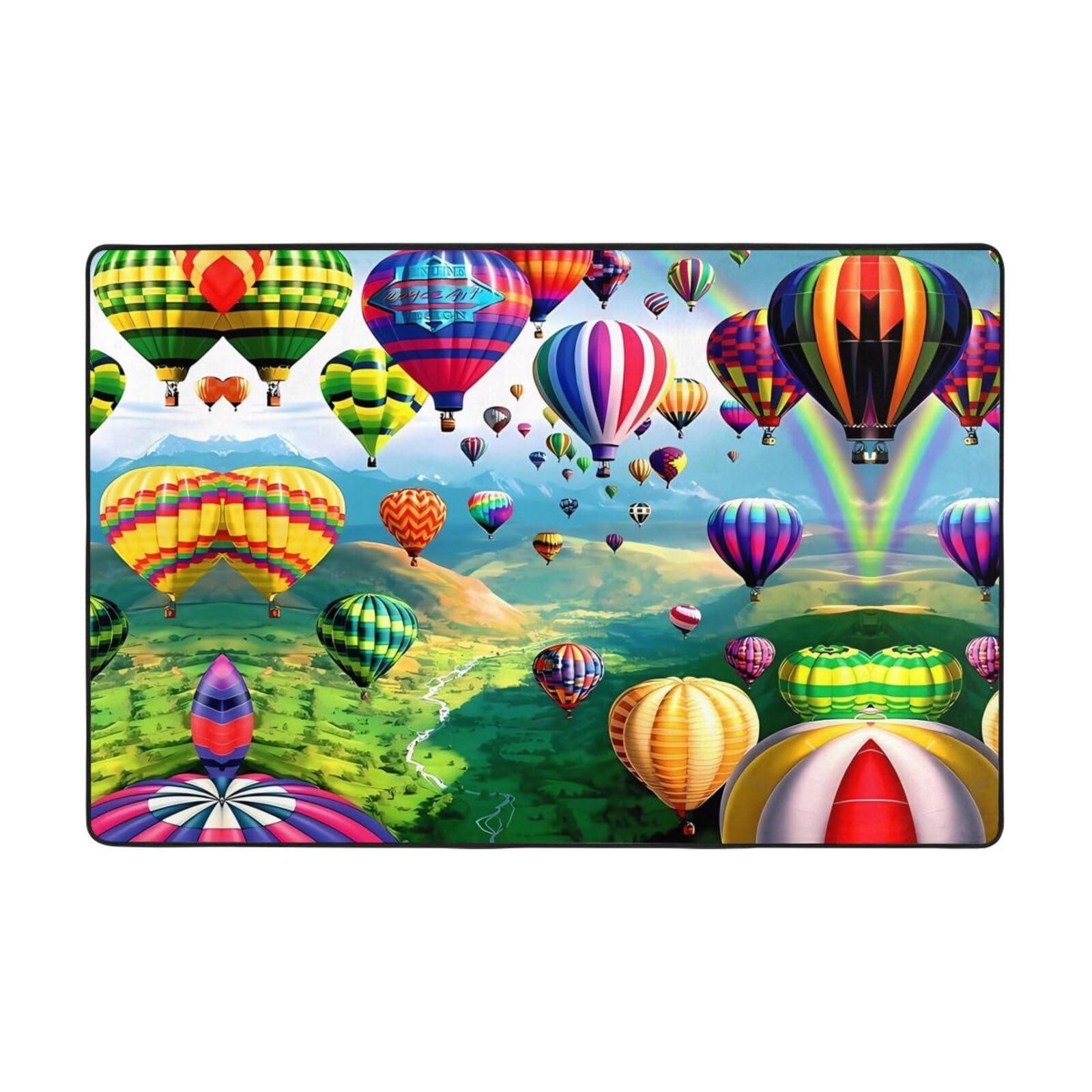 Tapis de sol en flanelle HYTTER 182x121 cm imprimé montgolfières grand format